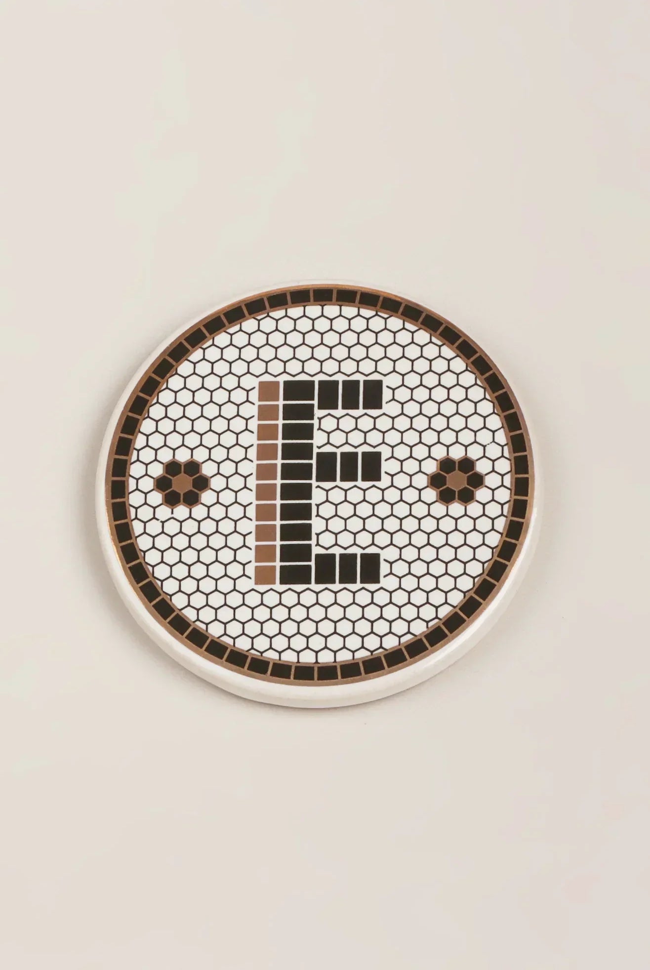 Traditional British Pub Black & Gold Tile Monogram Coasters Alphabet Initial Edition - G Decor