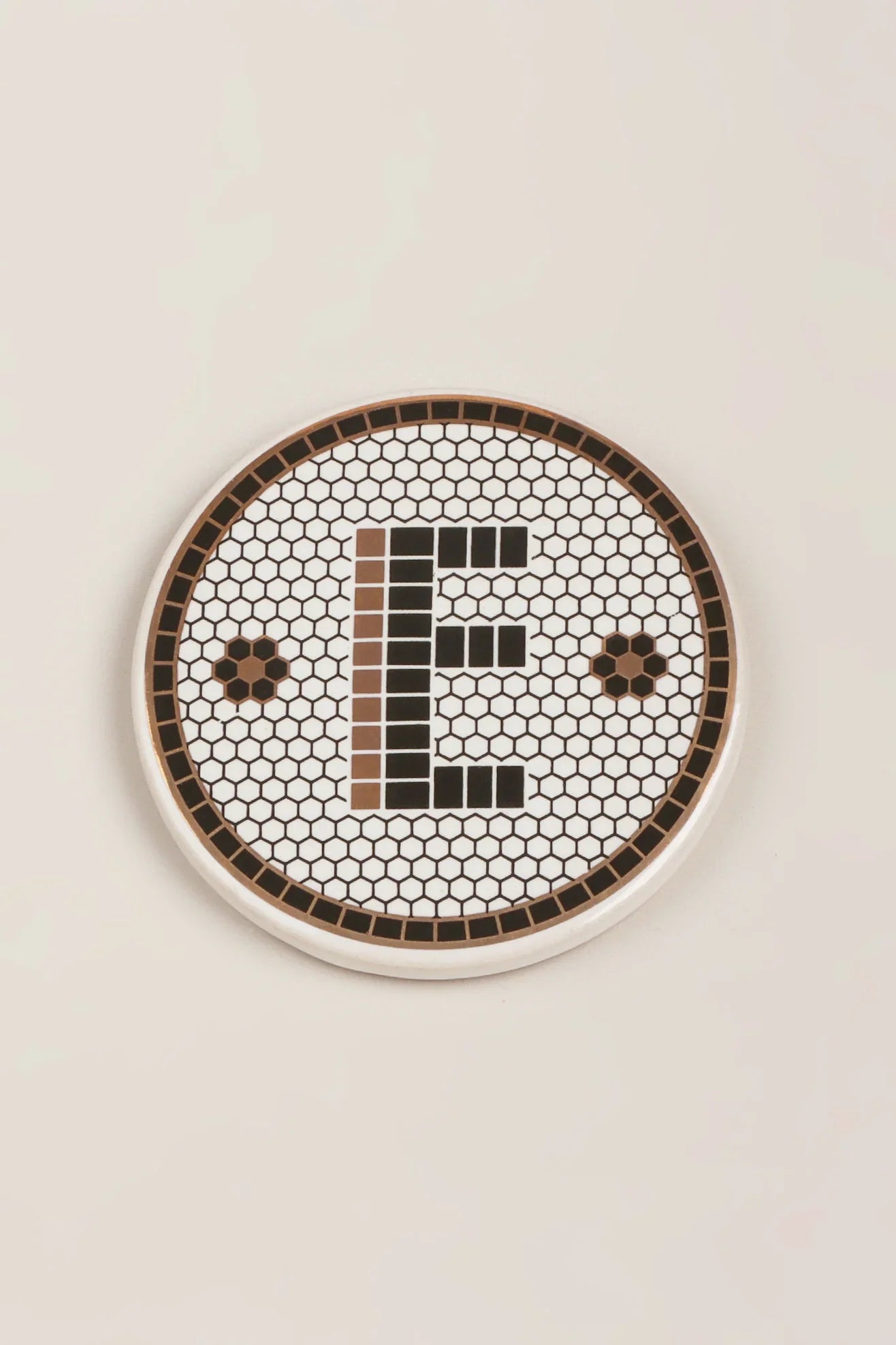 Traditional British Pub Black & Gold Tile Monogram Coasters Alphabet Initial Edition - G Decor