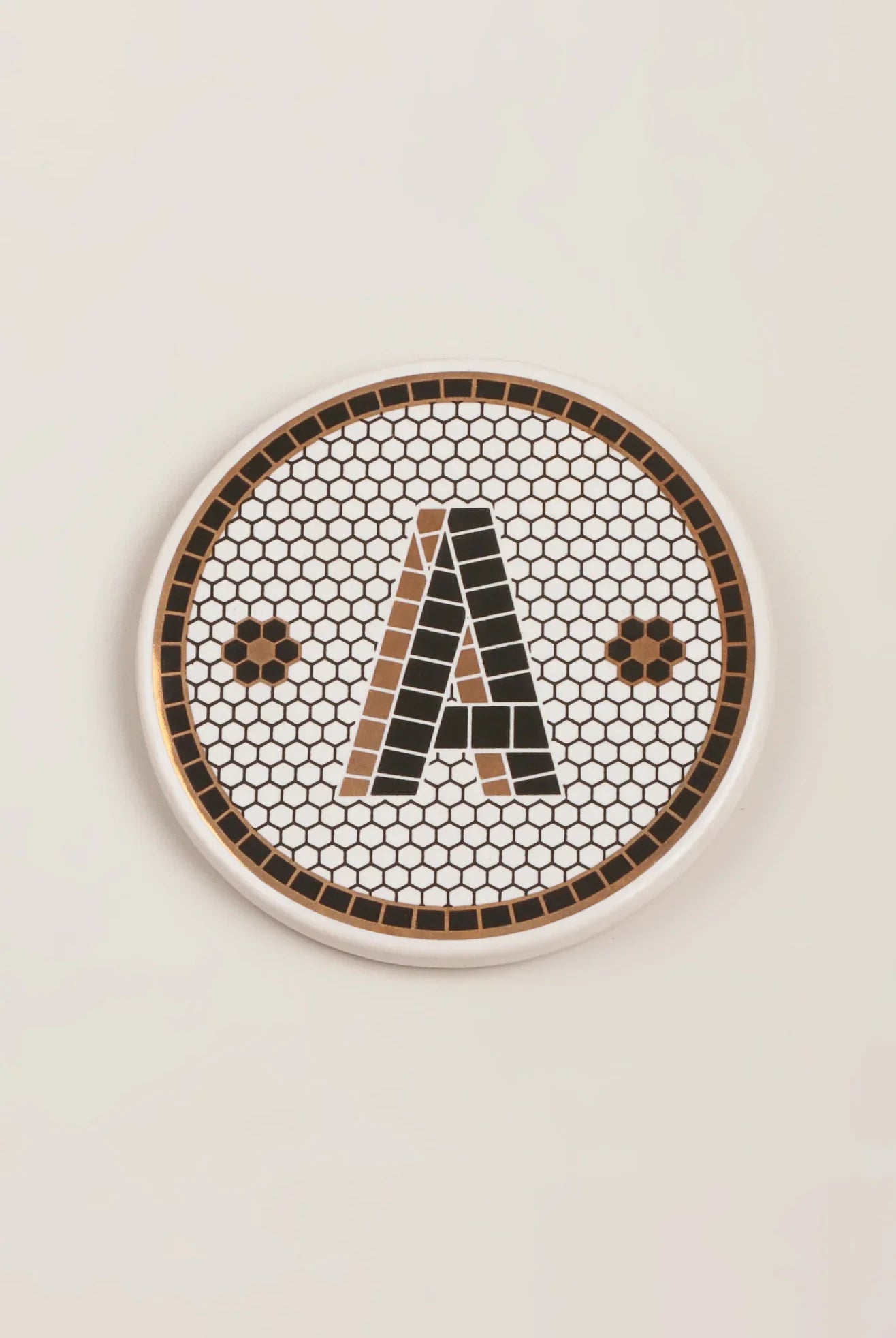 Traditional British Pub Black & Gold Tile Monogram Coasters Alphabet Initial Edition - G Decor