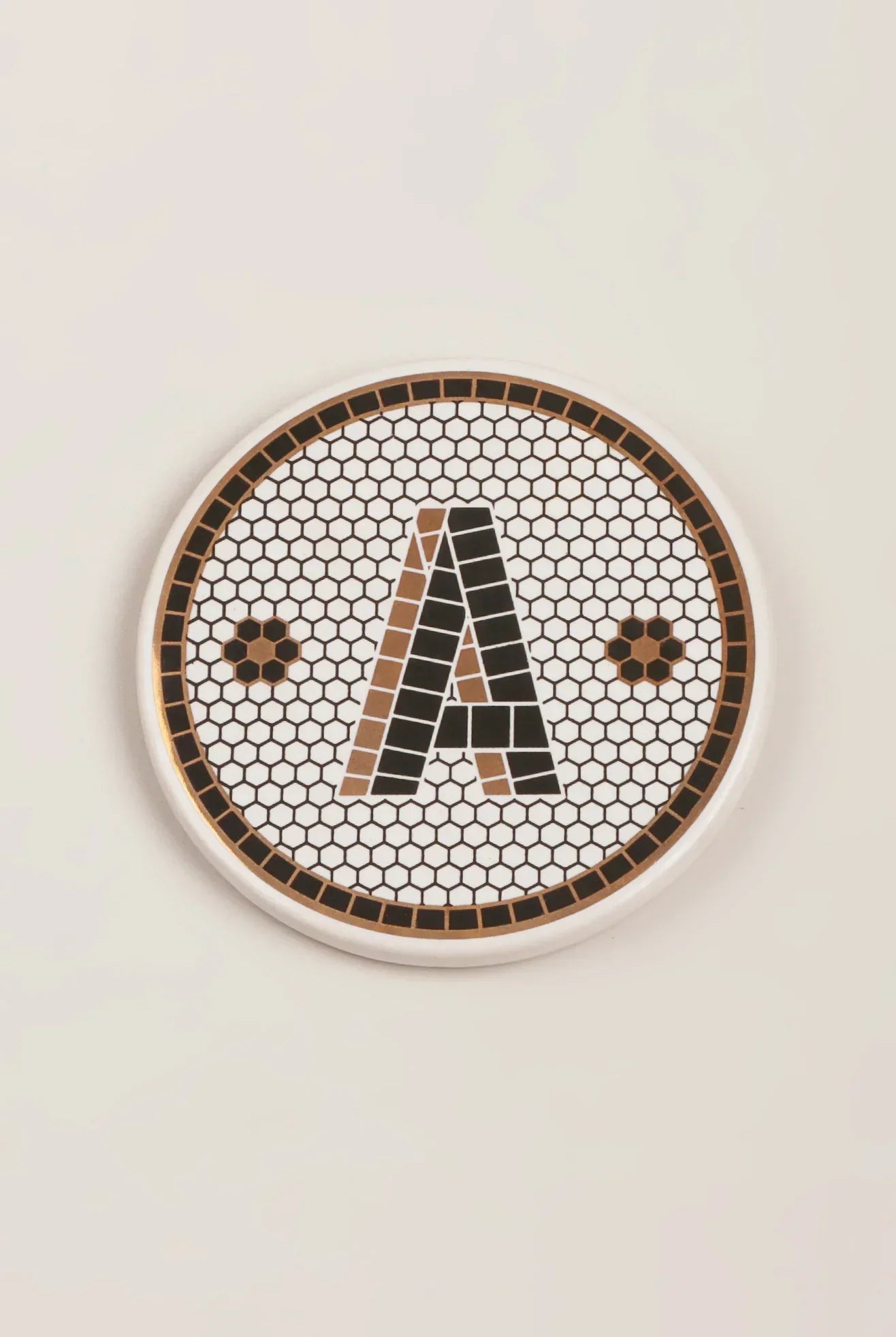 Traditional British Pub Black & Gold Tile Monogram Coasters Alphabet Initial Edition - G Decor