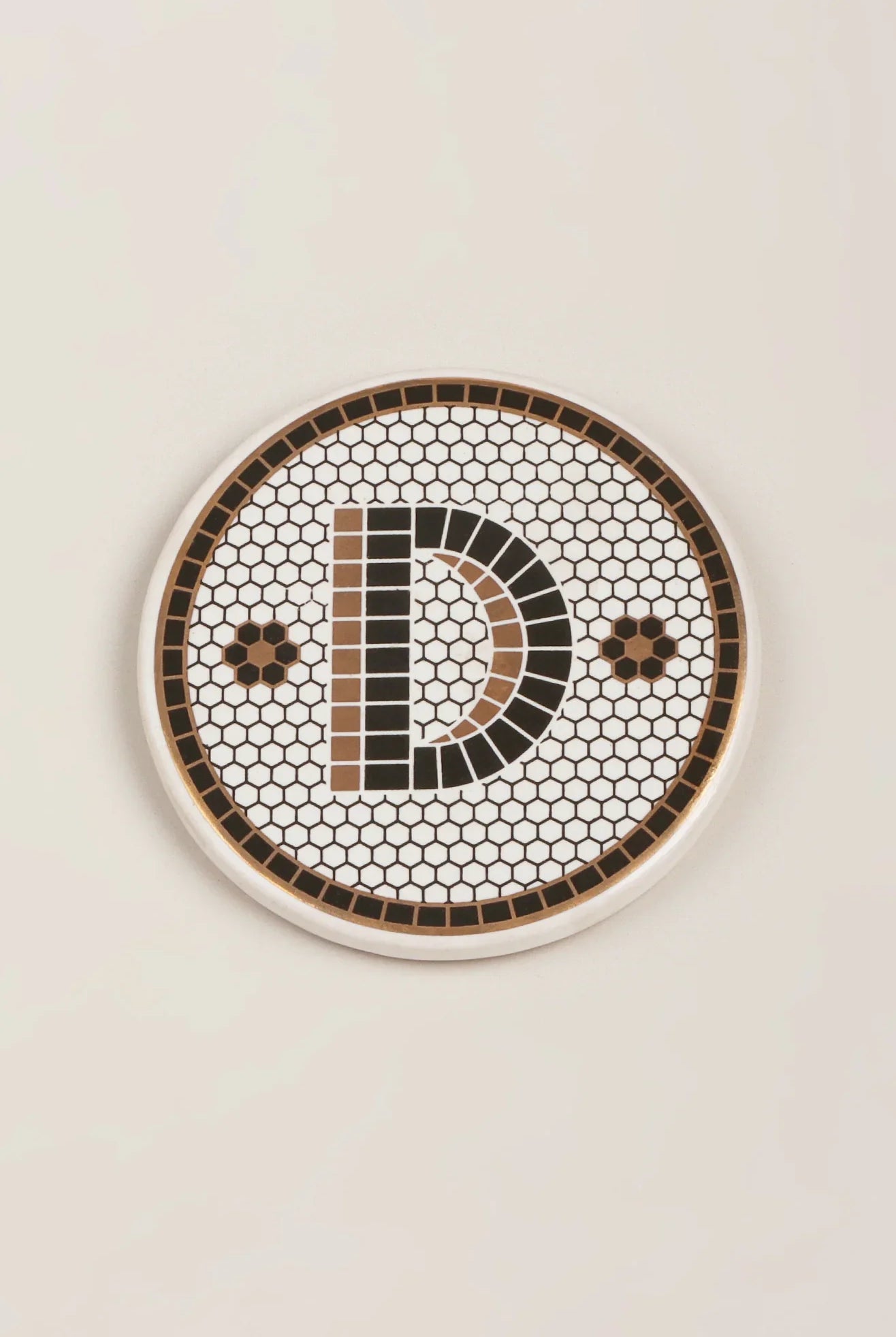 Traditional British Pub Black & Gold Tile Monogram Coasters Alphabet Initial Edition - G Decor