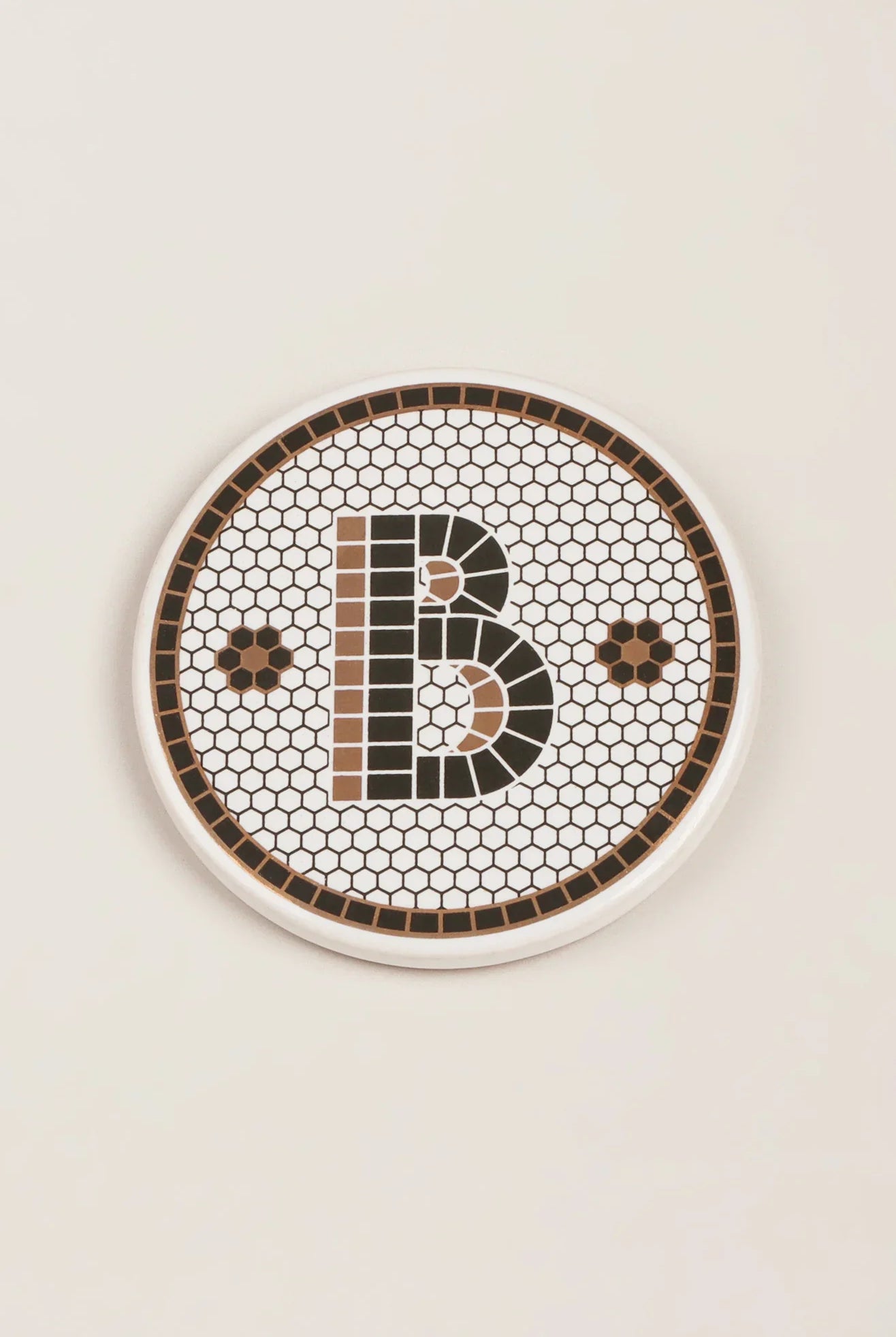 Traditional British Pub Black & Gold Tile Monogram Coasters Alphabet Initial Edition - G Decor