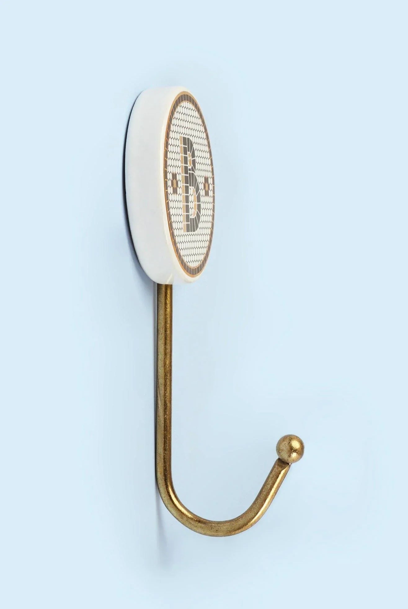 Traditional British Pub Tile Monogram Wall Hook Black & Gold Alphabet Initial Hook - G Decor