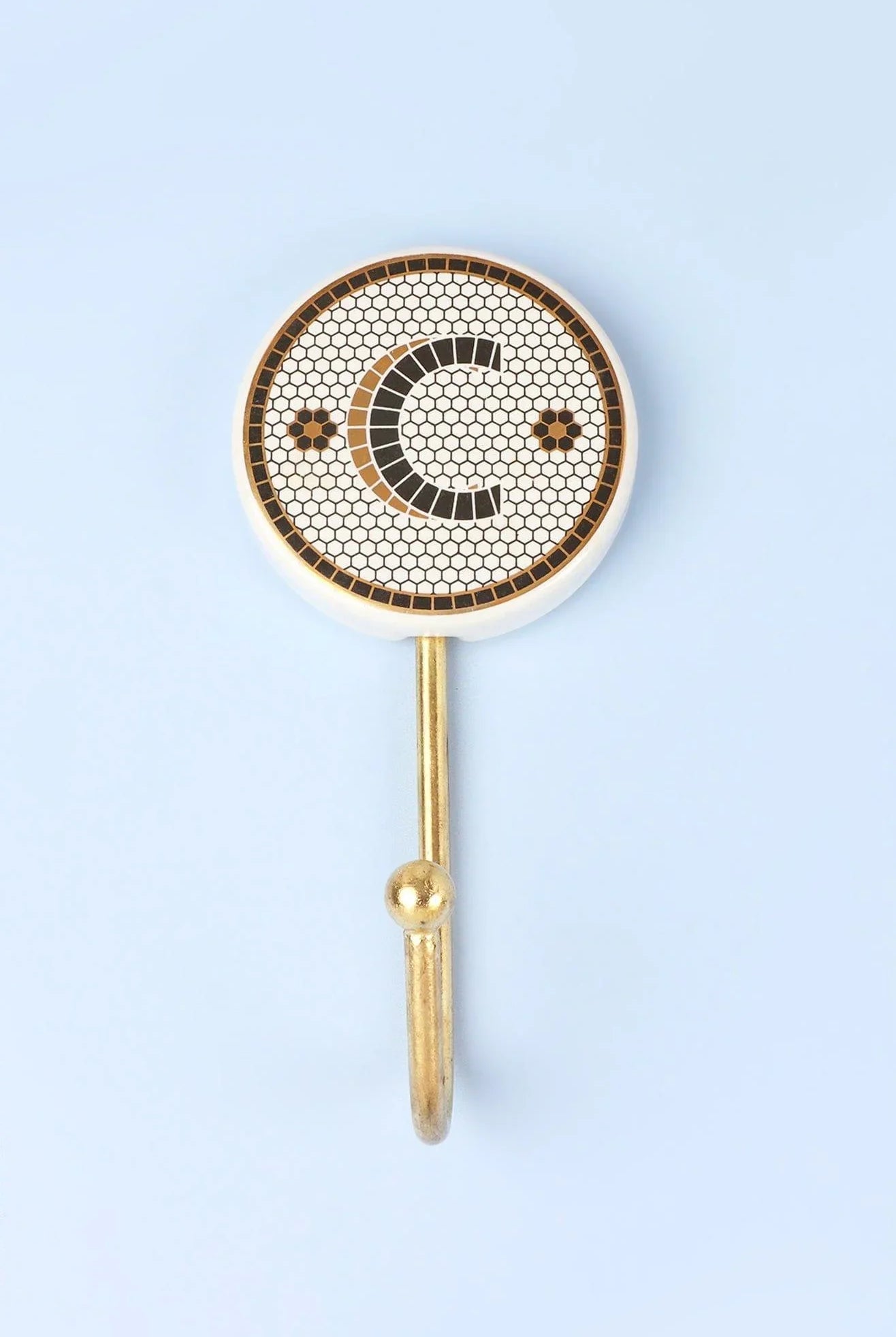 Traditional British Pub Tile Monogram Wall Hook Black & Gold Alphabet Initial Hook - G Decor