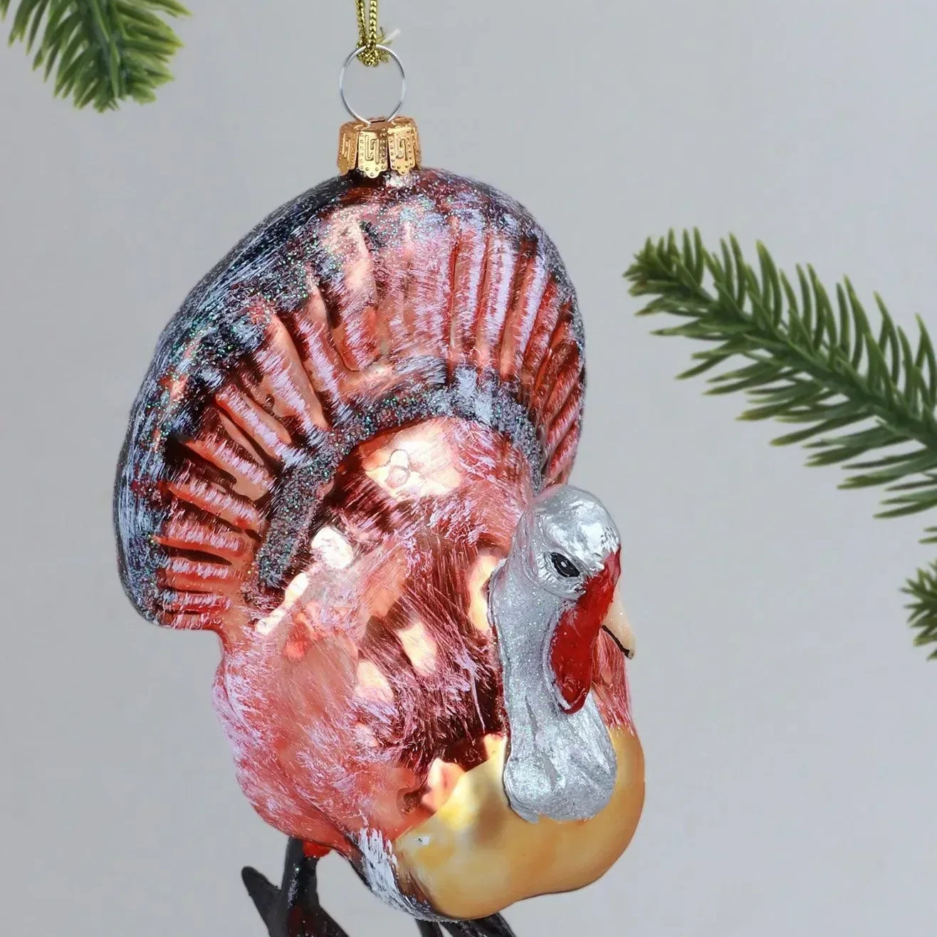 Turkey Christmas Tree Glass Bauble - G Decor
