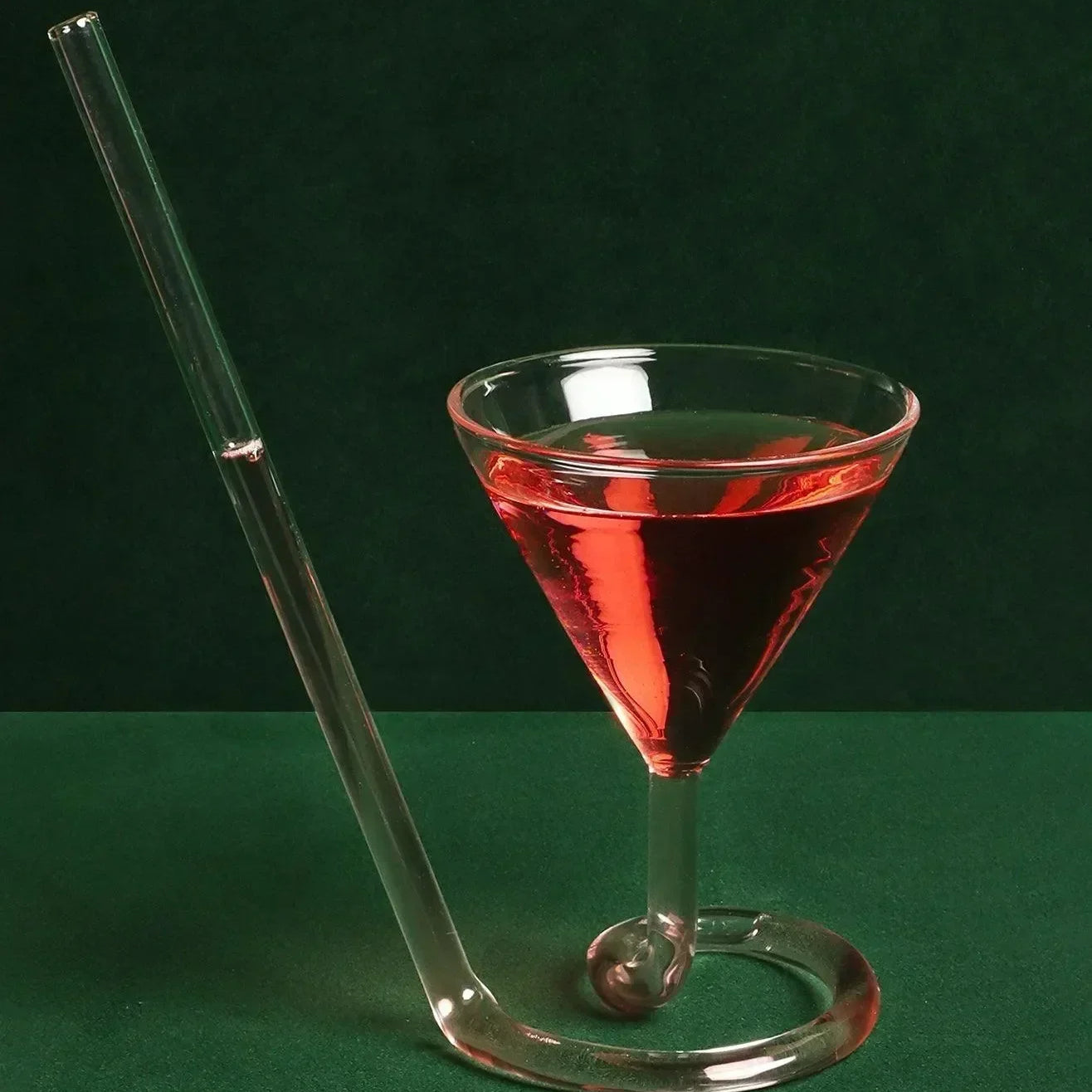 Unique Innovative Sip Cocktail Glass With Built-In Straw - G Decor