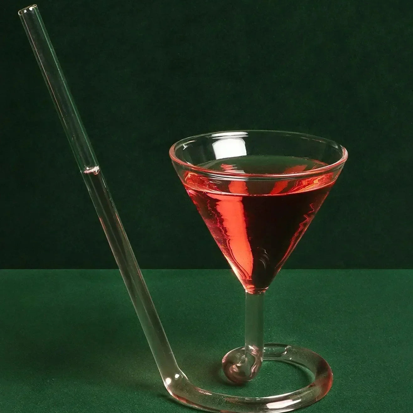 Unique Innovative Sip Cocktail Glass With Built-In Straw - G Decor
