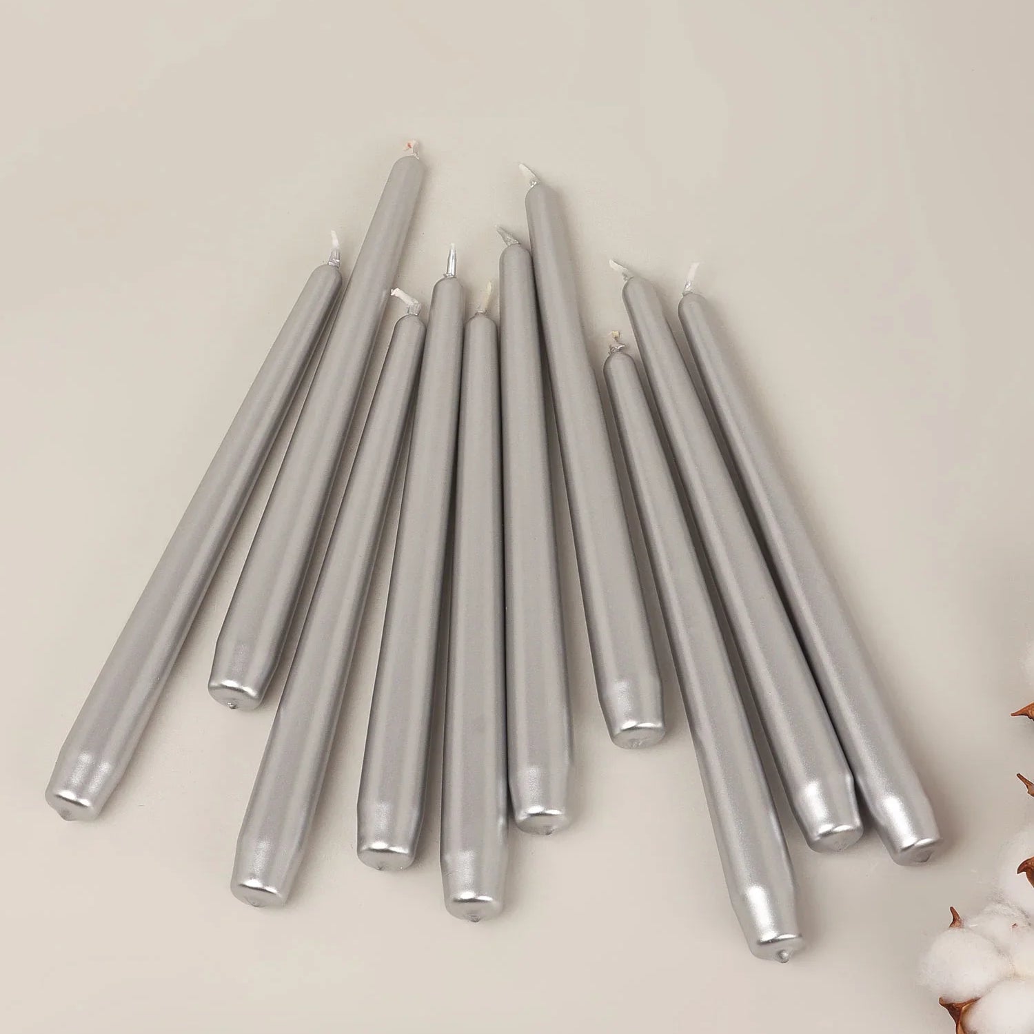 Velaré Silver Glow Set of 2, 10 or 20 Tall Hand-Finished Opaline Dinner Candles & Taper Candles - G Decor