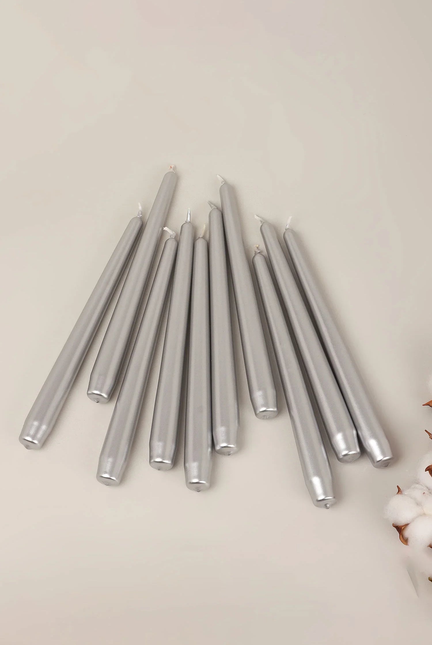 Velaré Silver Glow Set of 2, 10 or 20 Tall Hand-Finished Opaline Dinner Candles & Taper Candles - G Decor