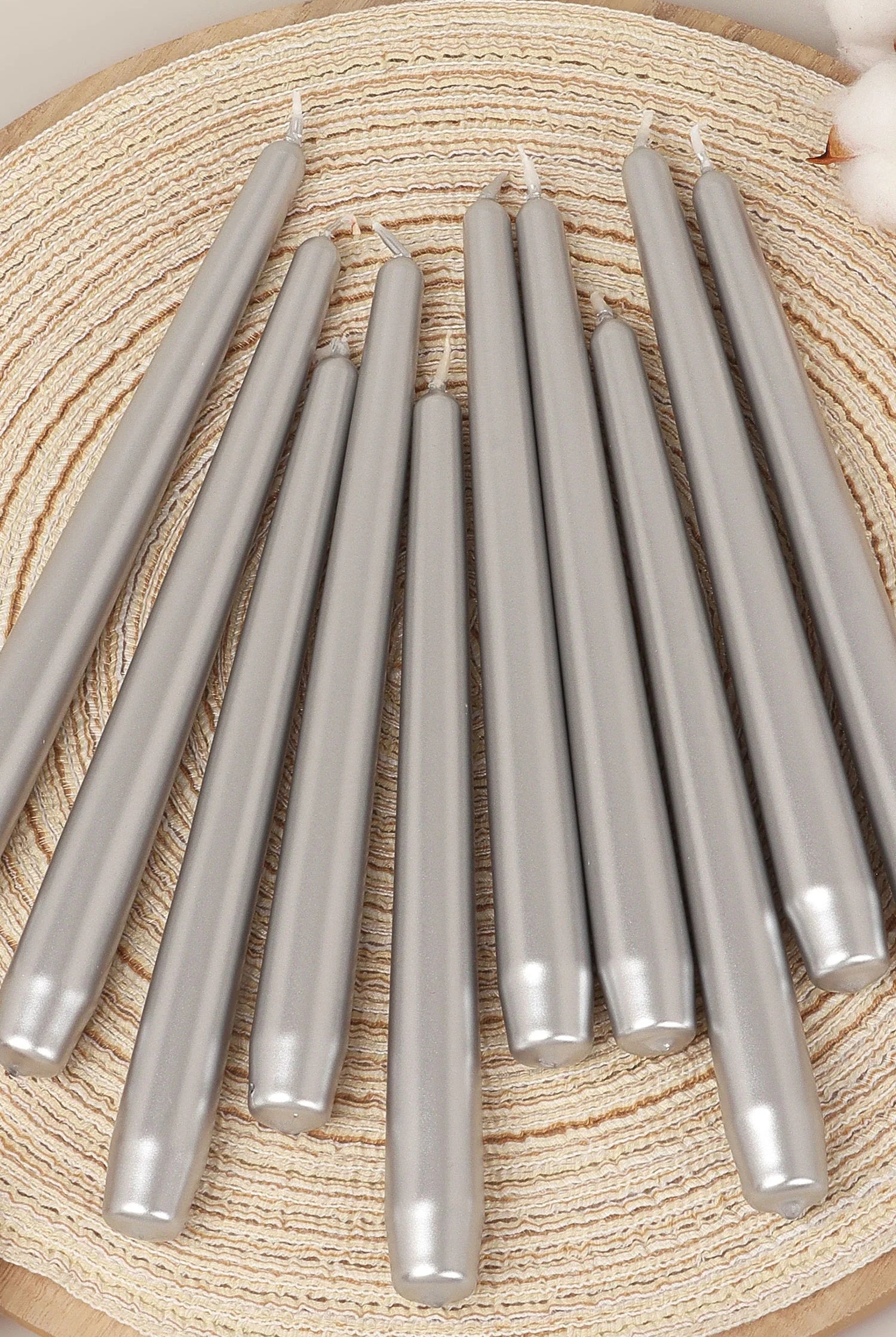 Velaré Silver Glow Set of 2, 10 or 20 Tall Hand-Finished Opaline Dinner Candles & Taper Candles - G Decor