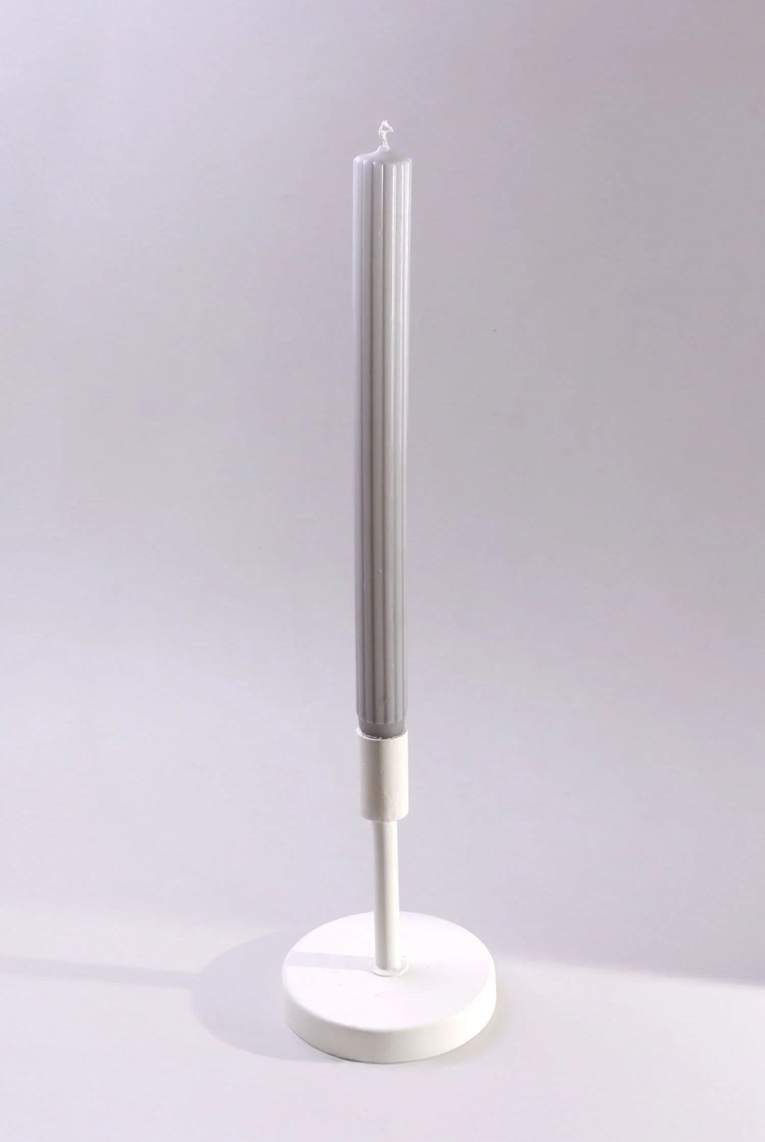 Velluto Cenere Set of 2 Extra Tall Dinner & Taper Candles with Ribbed Velvet Matte Finish in Ash Grey - G Decor