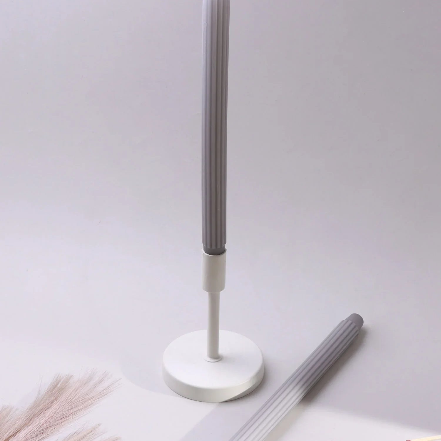 Velluto Cenere Set of 2 Extra Tall Dinner & Taper Candles with Ribbed Velvet Matte Finish in Ash Grey - G Decor