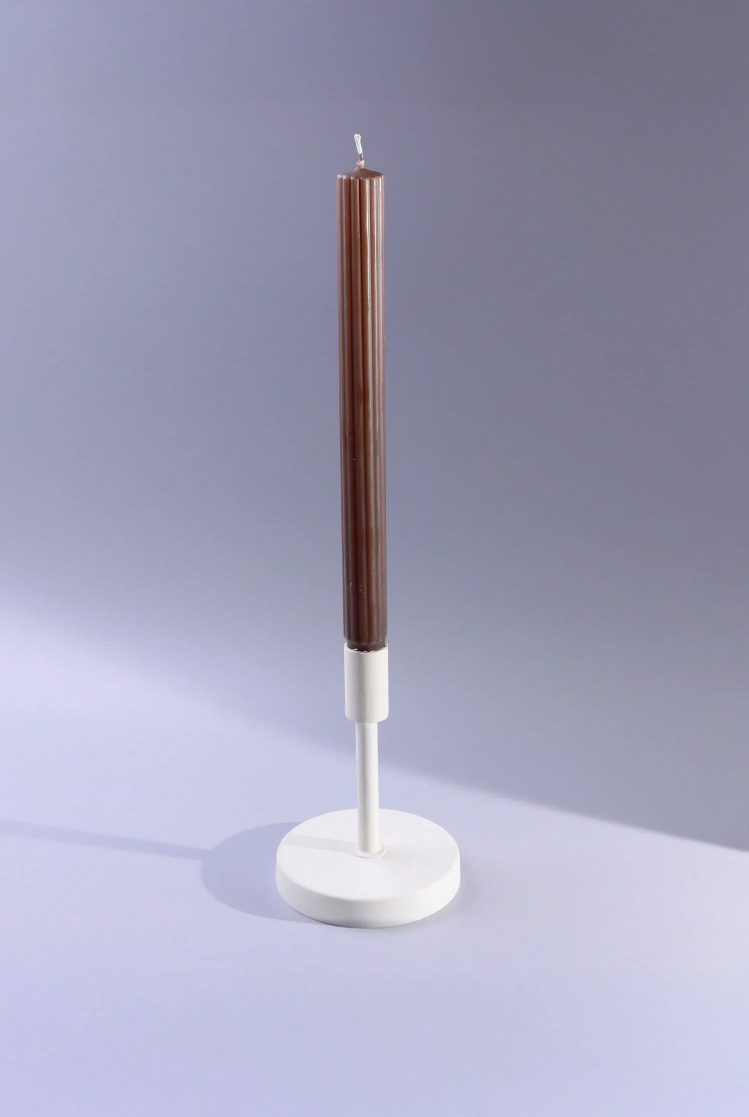 Velluto Marrone Set of 2 Extra Tall Dinner & Taper Candles in Dark Chocolate Brown with Ribbed Velvet Matte Finish - G Decor