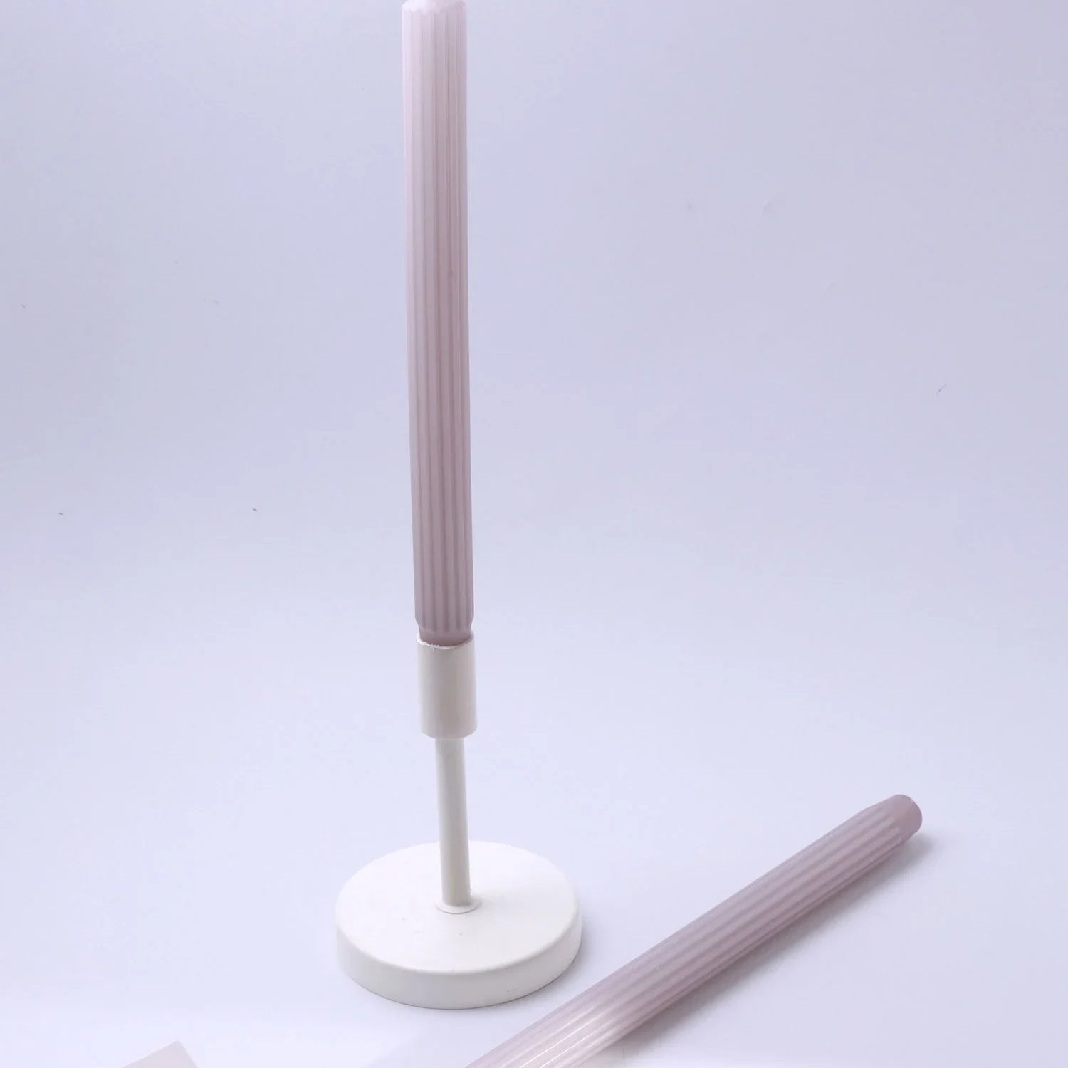 Velluto Rosato Set of 2 Extra Tall Dinner & Taper Candles with Ribbed Velvet Matte Finish - G Decor