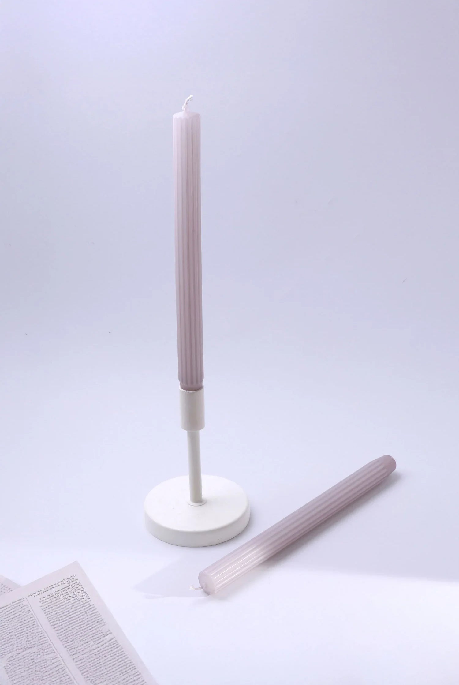 Velluto Rosato Set of 2 Extra Tall Dinner & Taper Candles with Ribbed Velvet Matte Finish - G Decor