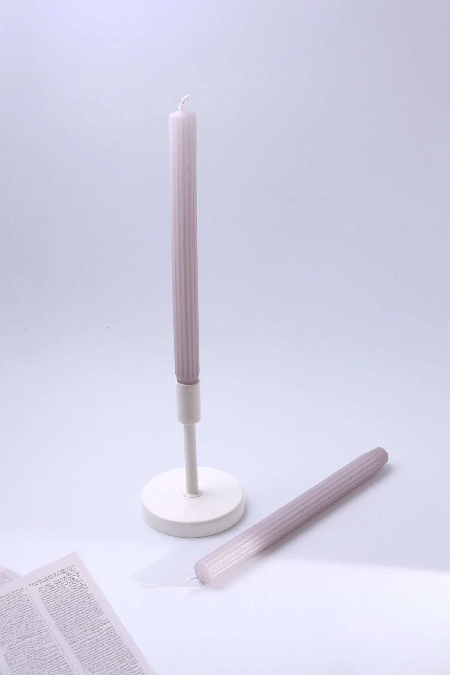 Velluto Rosato Set of 2 Extra Tall Dinner & Taper Candles with Ribbed Velvet Matte Finish - G Decor