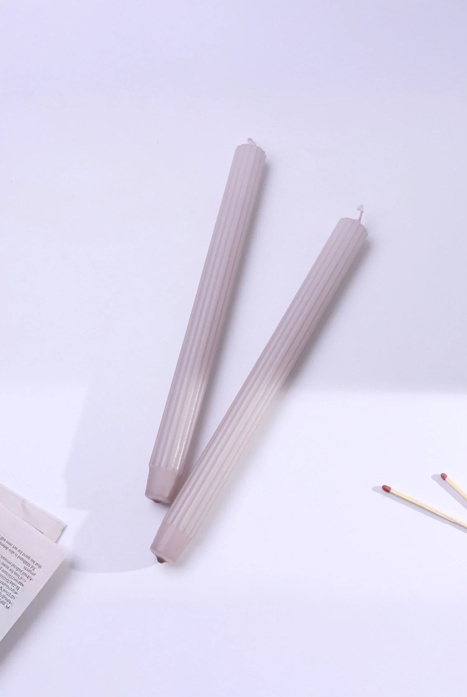 Velluto Rosato Set of 2 Extra Tall Dinner & Taper Candles with Ribbed Velvet Matte Finish - G Decor