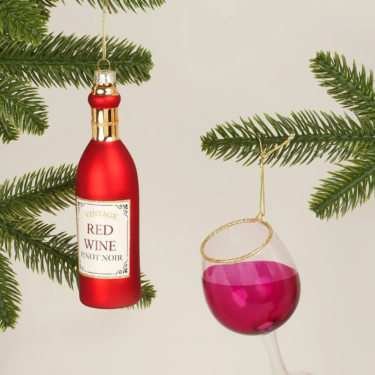 vino-celebration-set-of-red-wine-bottle-and-glass-christmas-tree-decorations-festive-hanging-ornaments-g-decor-11175 - G Decor