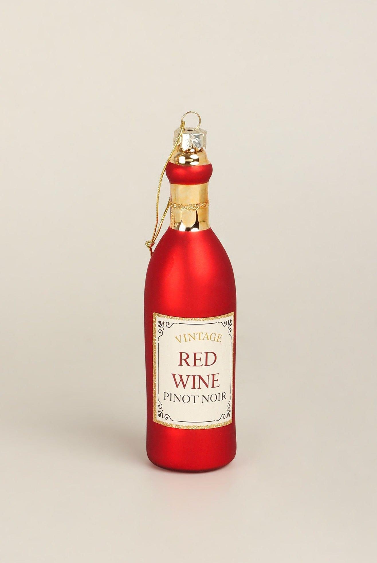 Vino Celebration Set of Red Wine Bottle & Glass Christmas Tree Decorations Festive Hanging Ornaments - G Decor