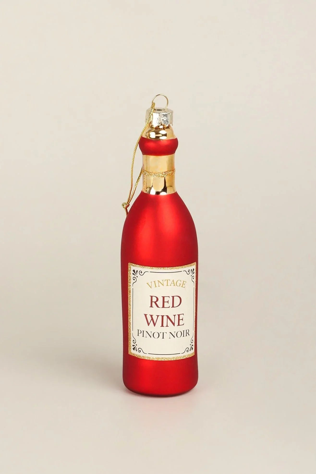 Vino Celebration Red Wine Bottle and Glass Christmas Tree Baubles — lifestyle view, G Decor