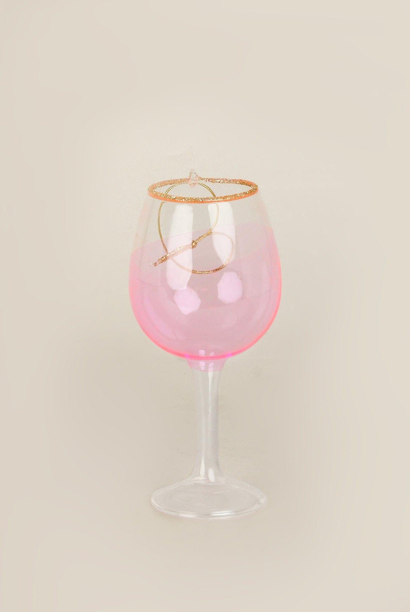 Vino Celebration Set of Rosé Wine Bottle & Glass Hand-Finished Christmas Tree Decorations Festive Hanging Ornaments - G Decor