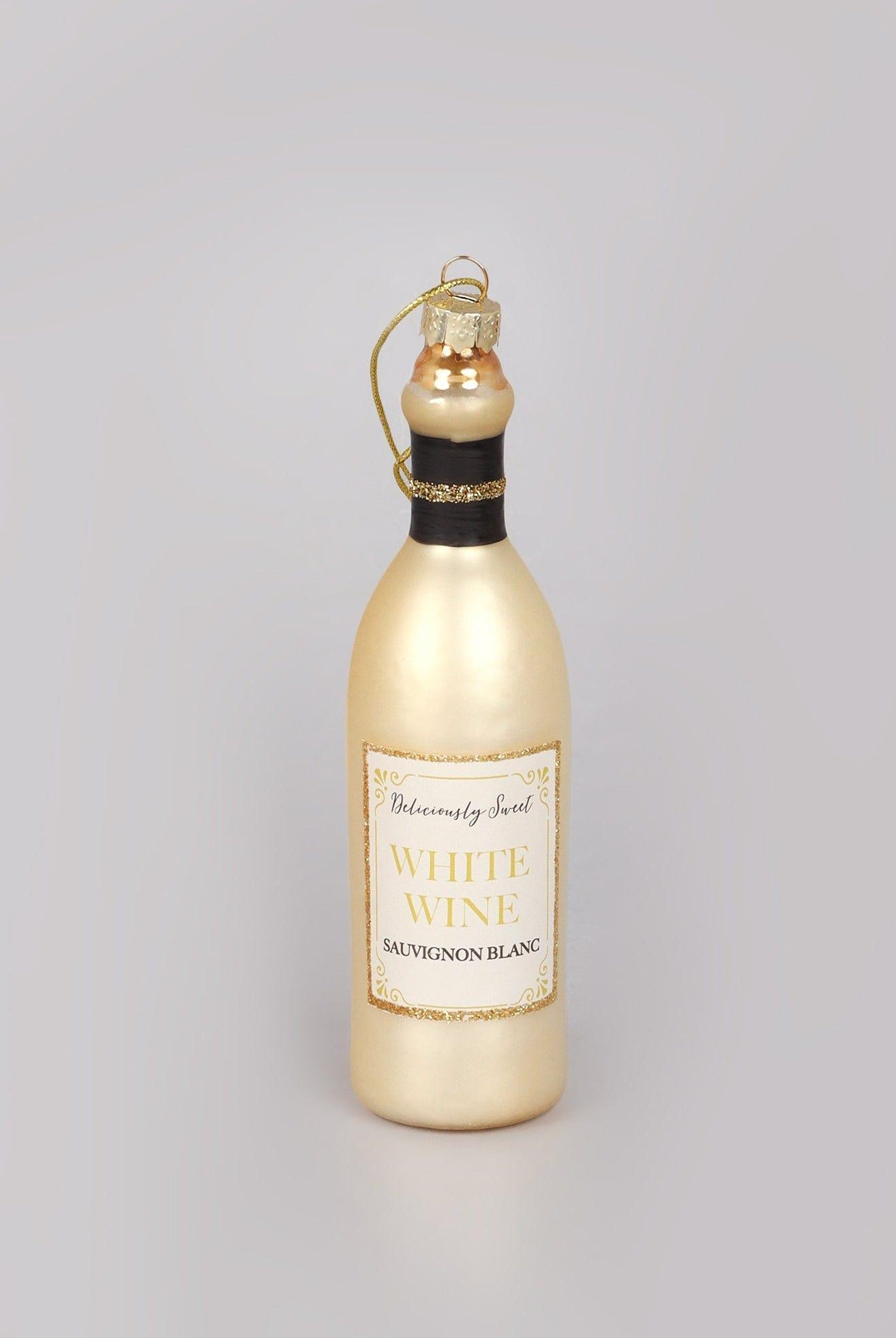 Vino Celebration Set of White Wine Bottle & Glass Hand-Finished Christmas Tree Decorations Festive Hanging Ornaments - G Decor