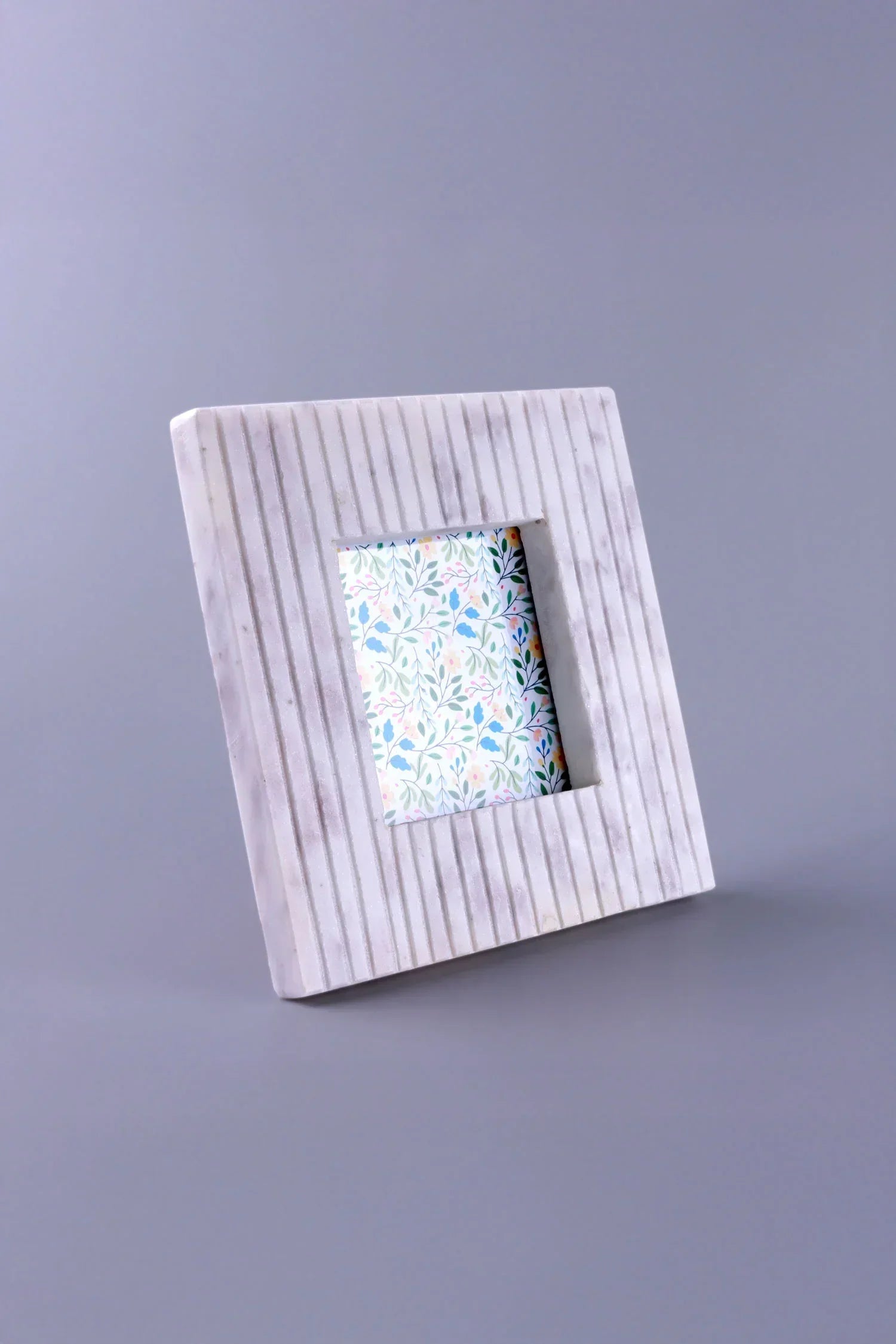 Vittoria Marmo Marble Photo Frame with Fluted Carving — close-up view, G Decor