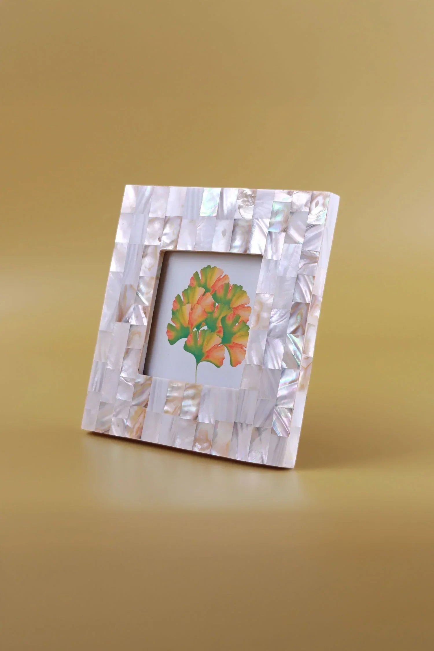 Vivianne Mother of Pearl Photo Frame in Opaline — close-up view, G Decor