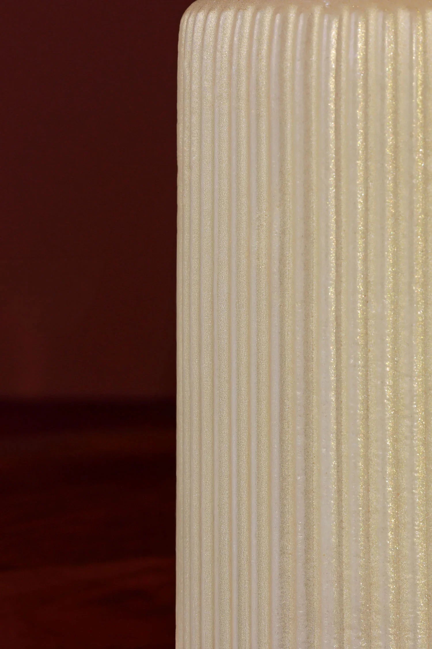 Vellure Ribbed Pillar Candle in Sandstone Yellow — alternate view, G Decor