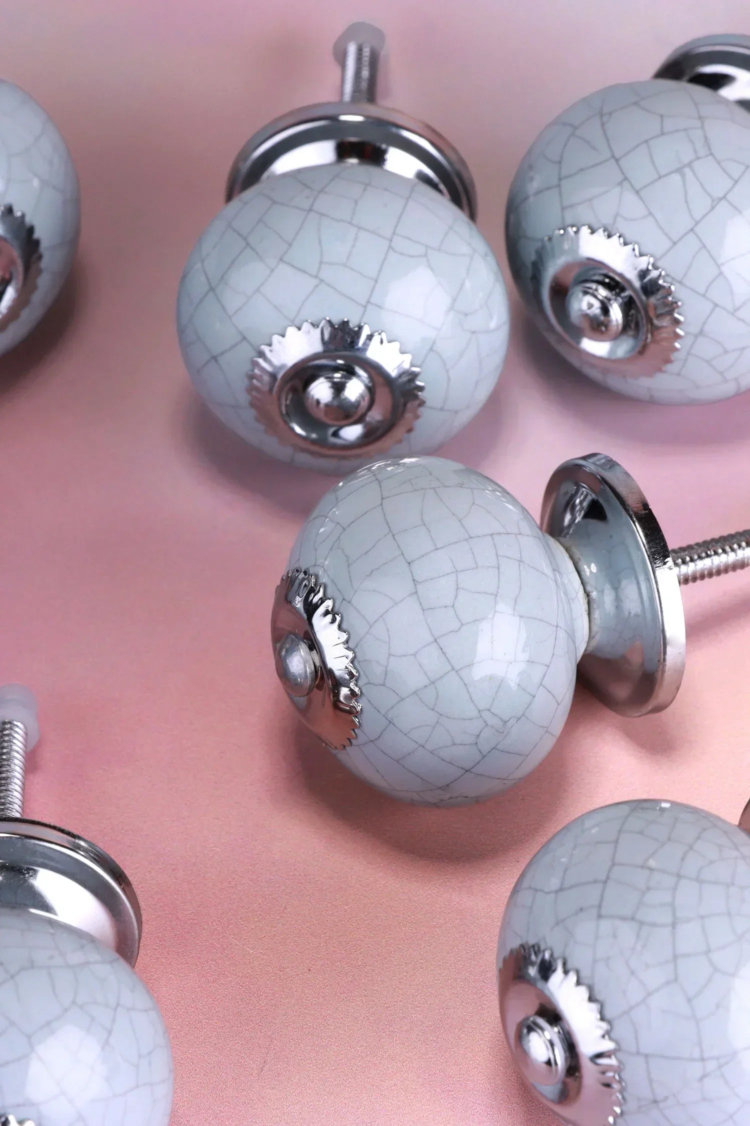 Dove Grey Crackle Ceramic Cabinet Knobs Set of 8 — alternate view, G Decor
