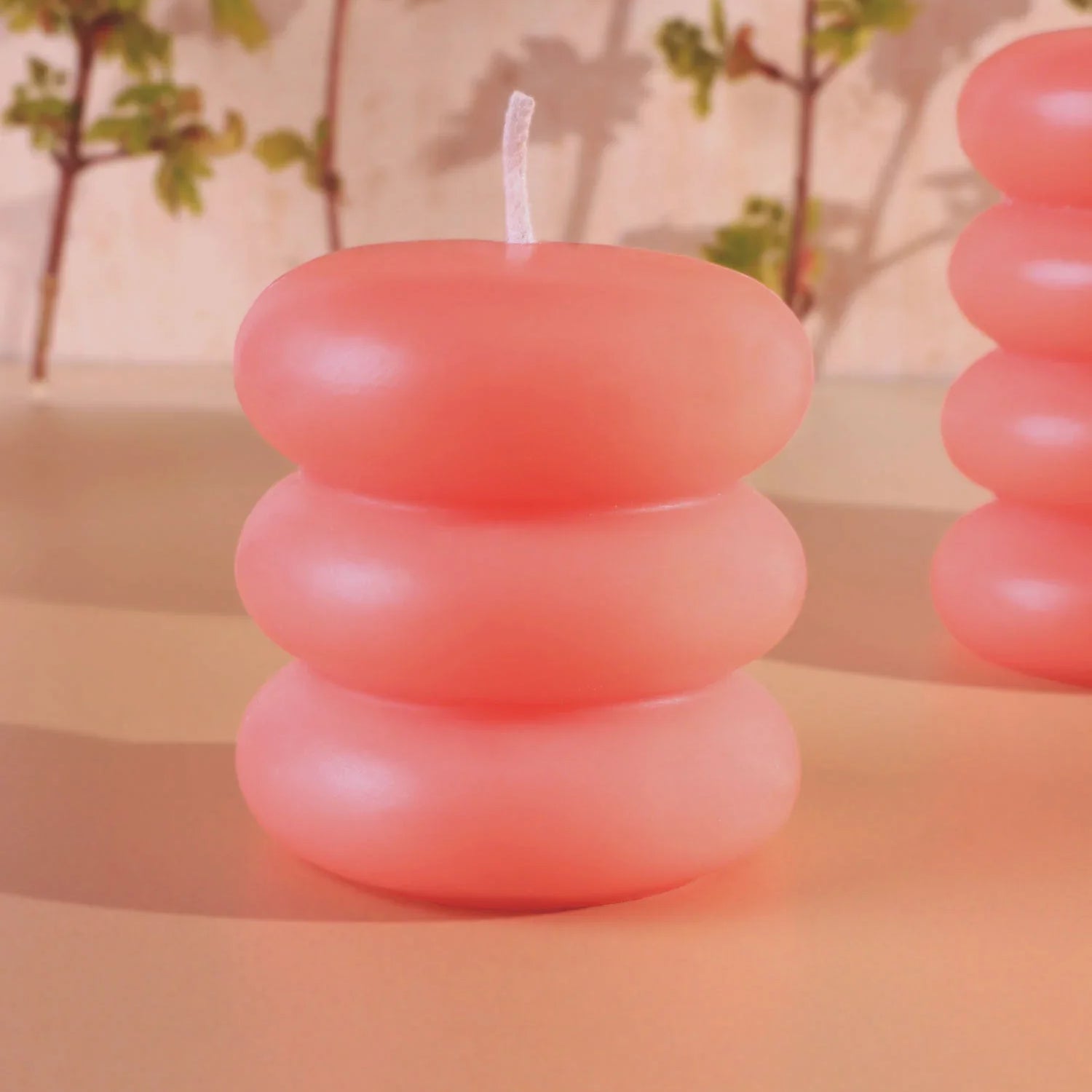 Strawberry Lip Balm Scented Pebble Bubble Stack Sculptural Pillar Candle