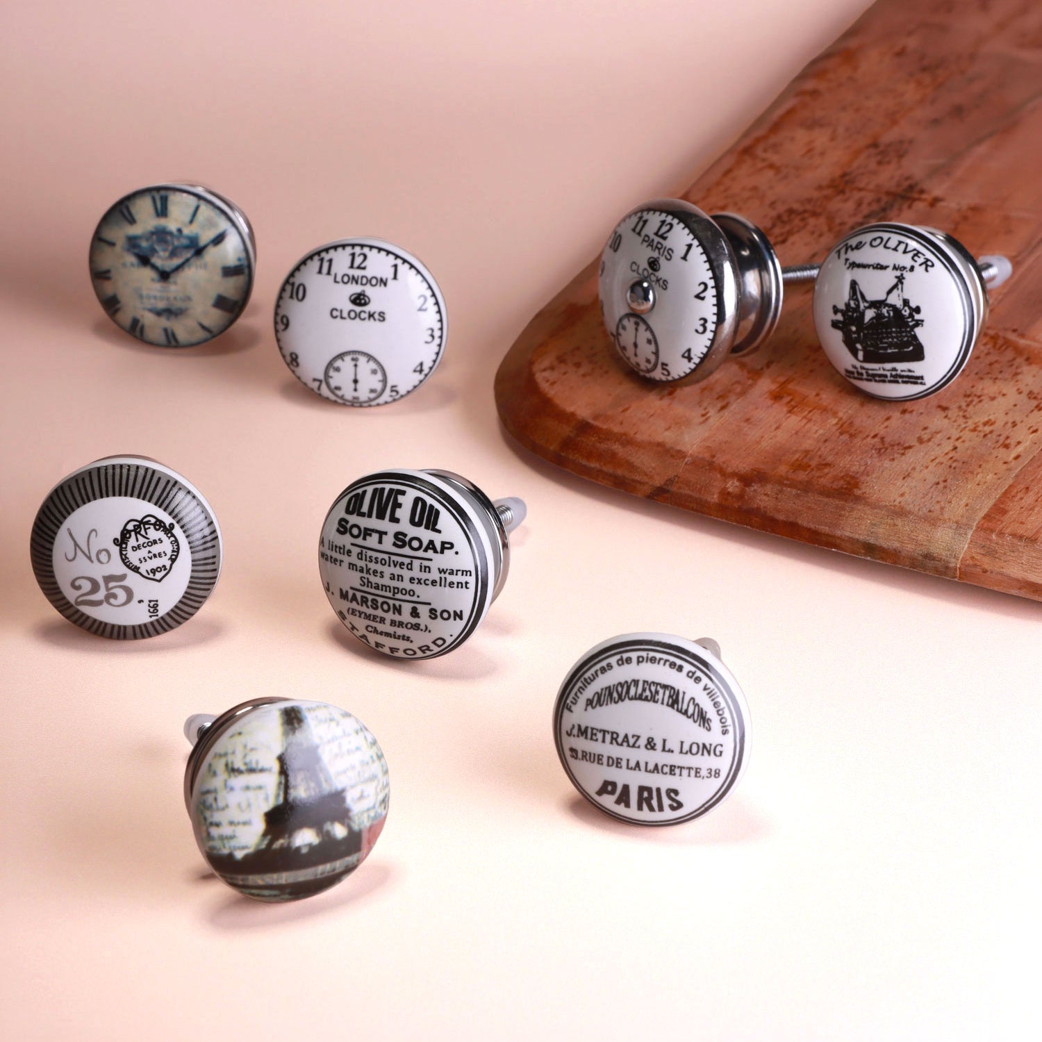 Set of 8 The Continental Atelier Collection European Archive Ceramic Door Knobs