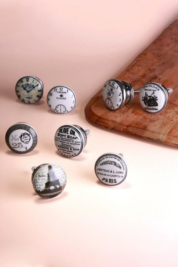 Continental Atelier Europäisches Archiv Keramik Schrankknöpfe Set mit 8