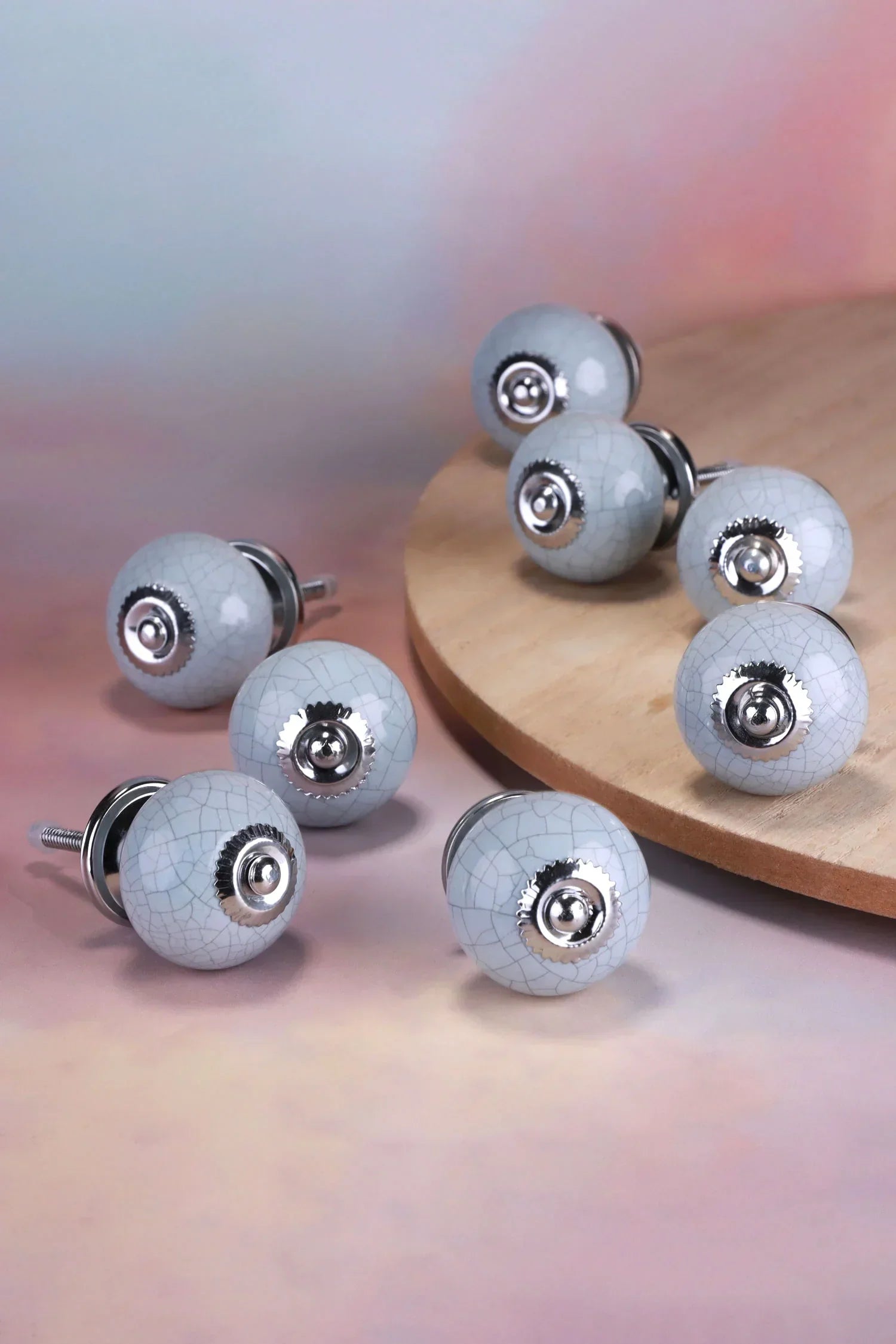 Dove Grey Crackle Ceramic Cabinet Knobs Set of 8 — G Decor