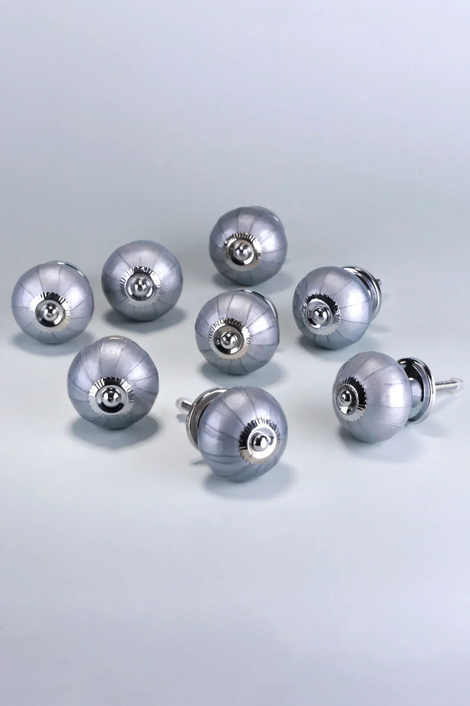 Silver Bloom Grey Hand-Painted Ceramic Cabinet Knobs Set of 8 — view 5, G Decor