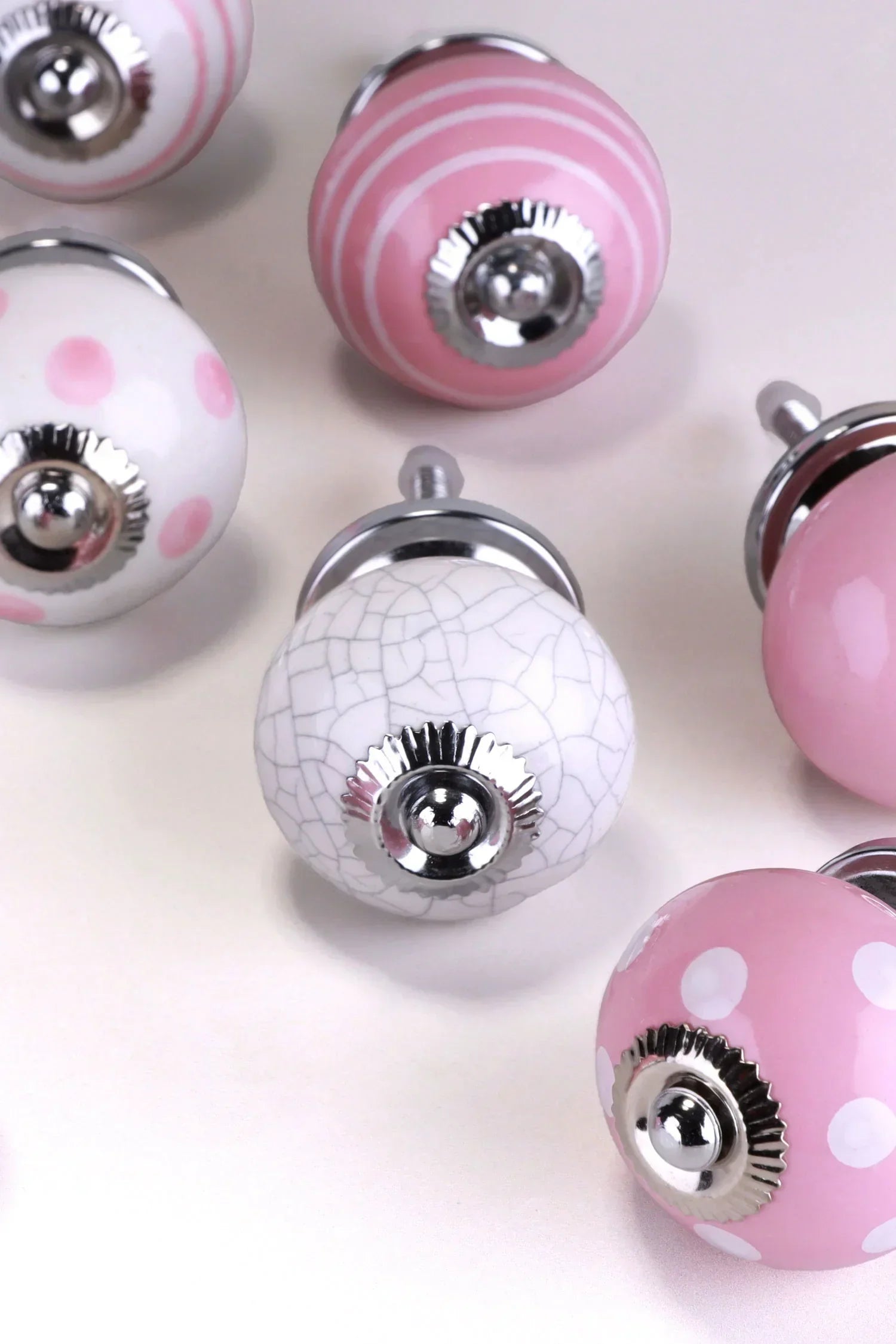 Pink Hand-Painted Ceramic Cabinet Knobs Set of 8 — alternate view, G Decor