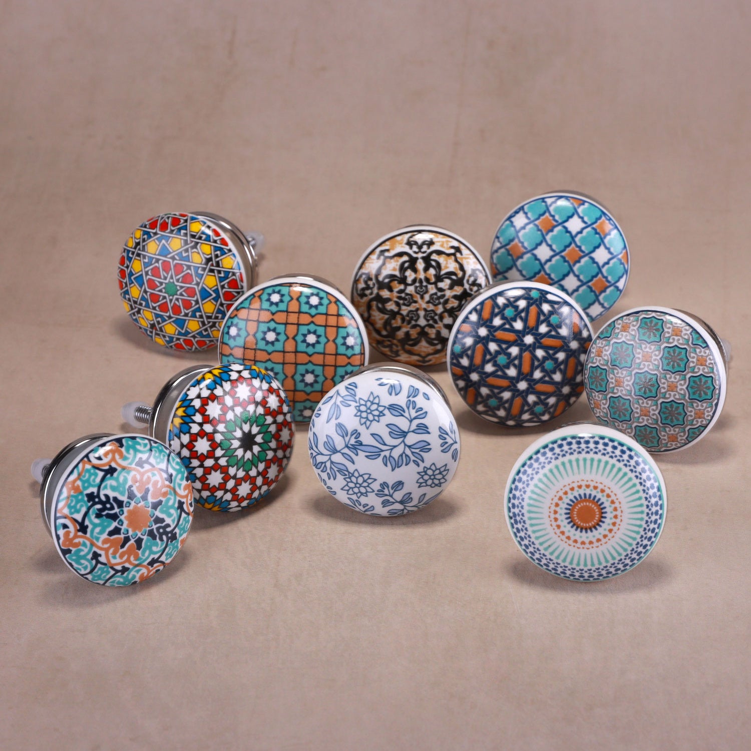 Set of 10 The Positive Energy Iconic Collection Ceramic Door Knobs