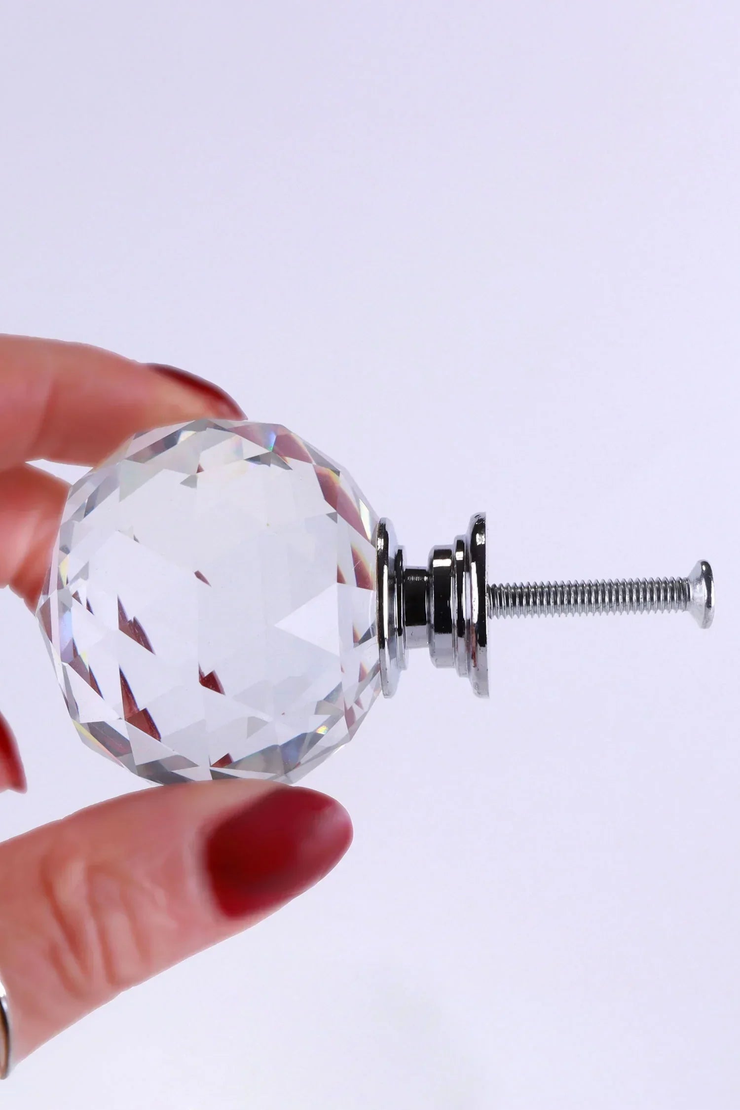 Round Diamond-Cut Crystal Glass Cabinet Knobs Set of 6 — alternate view, G Decor