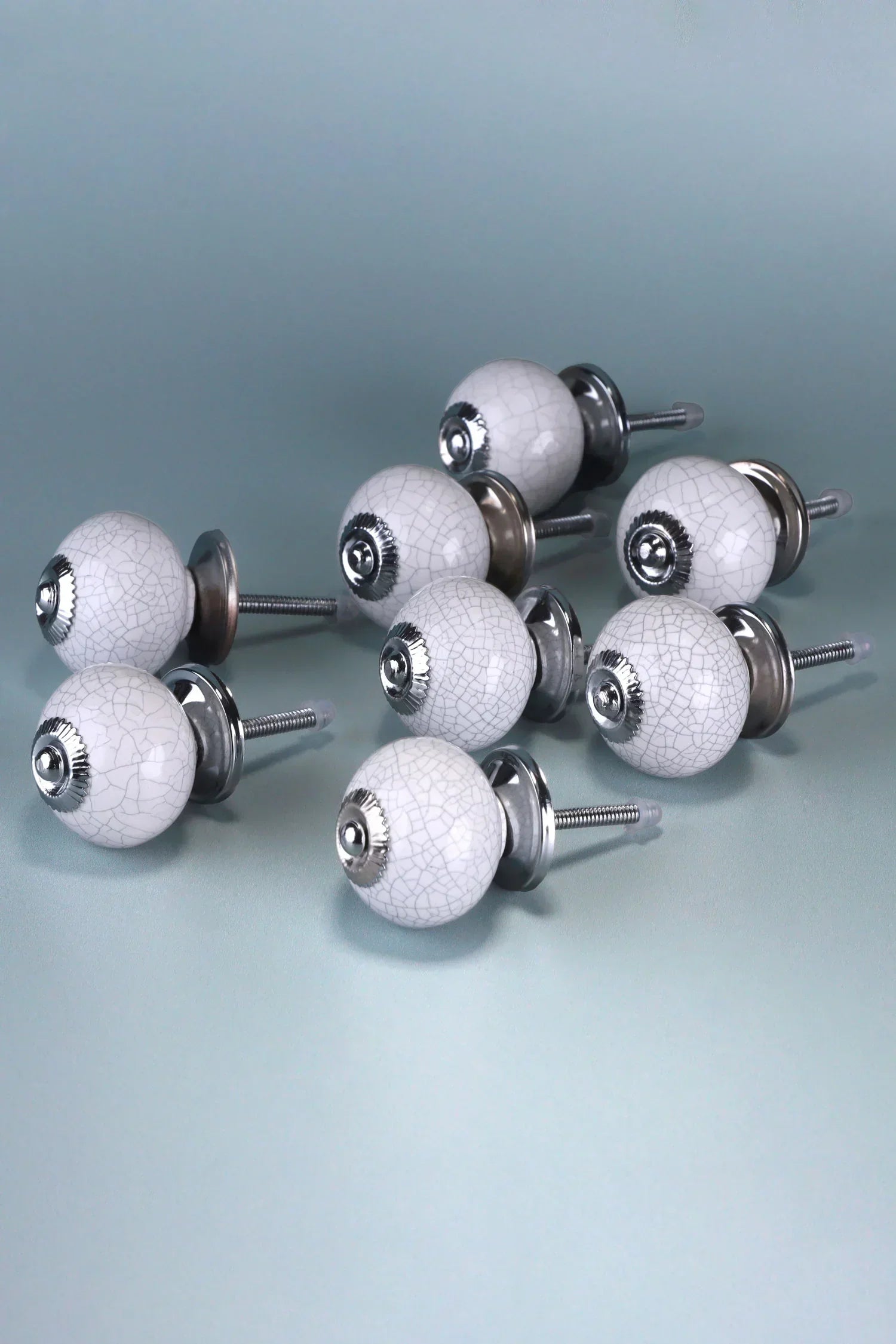 Pure White Crackle Ceramic Cabinet Knobs Set of 8 — view 5, G Decor