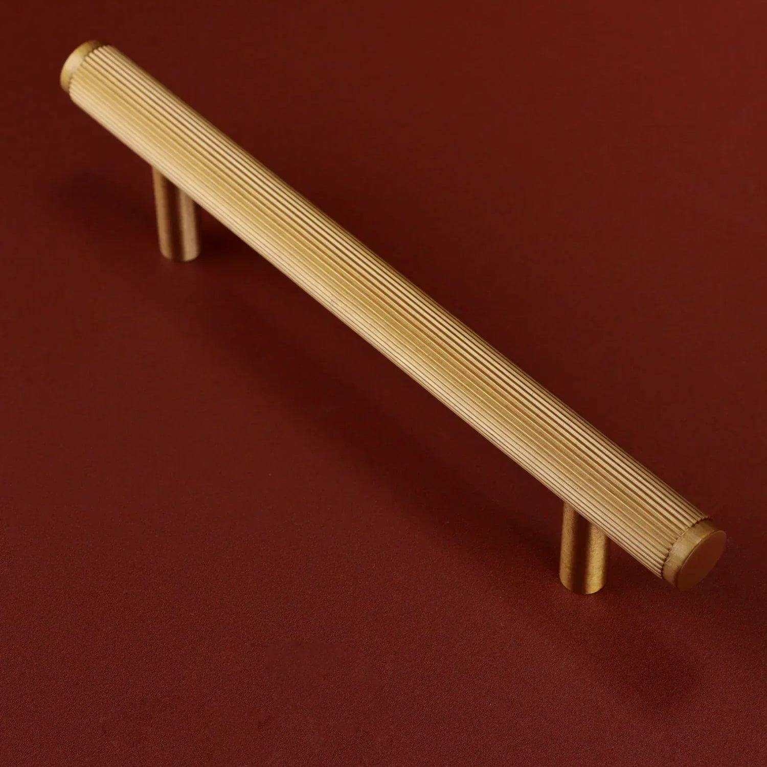 Kensington Solid Brass Fluted Architectural Bar Pull Handle In Satin Brass Finish