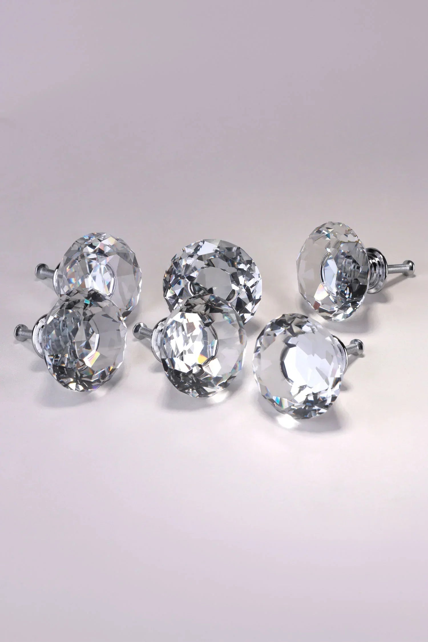 Diamond-Cut Clear Crystal Glass Cabinet Knobs, Set of 6 — view 5, G Decor
