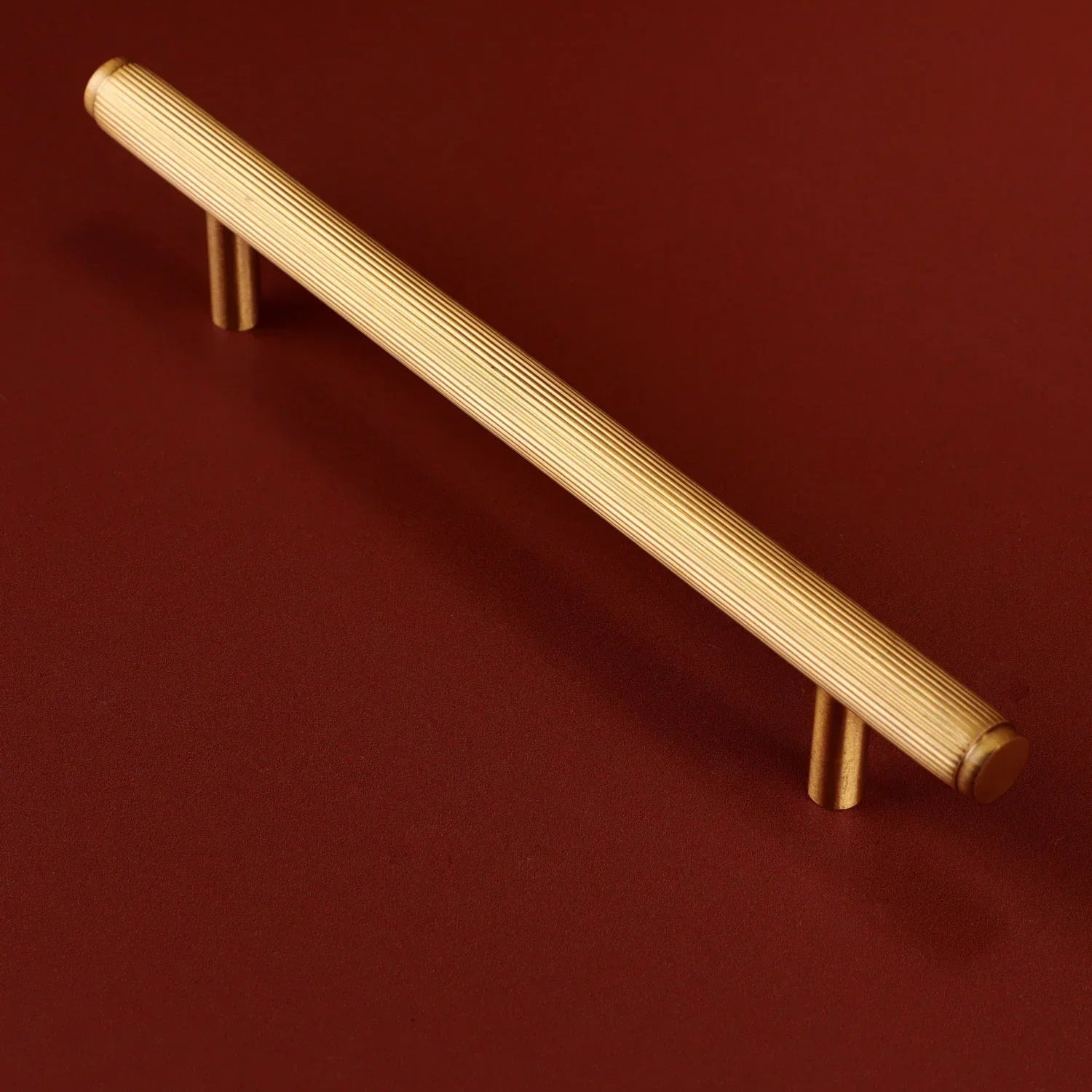 Kensington Solid Brass Fluted Architectural Bar Pull Handle In Satin Brass Finish