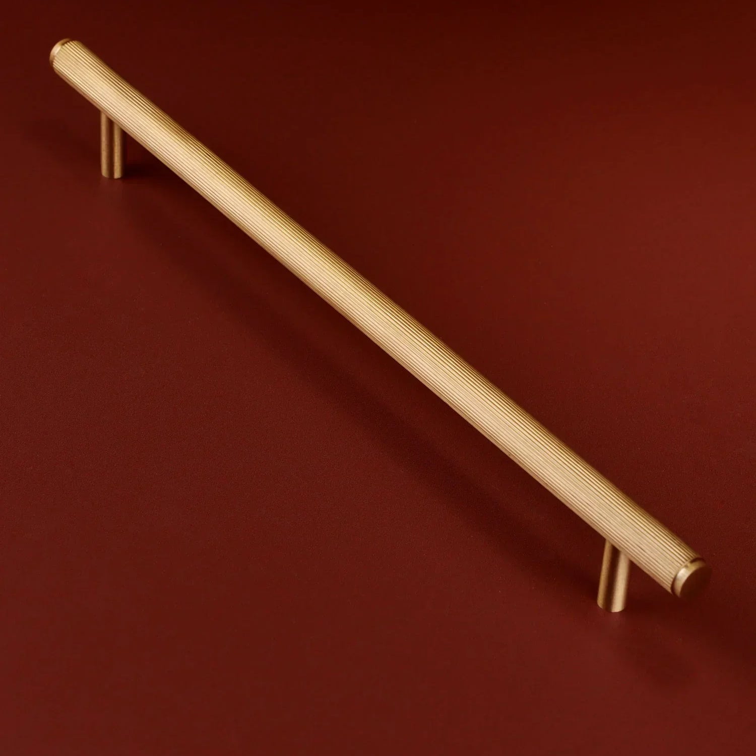 Kensington Solid Brass Fluted Architectural Bar Pull Handle In Satin Brass Finish