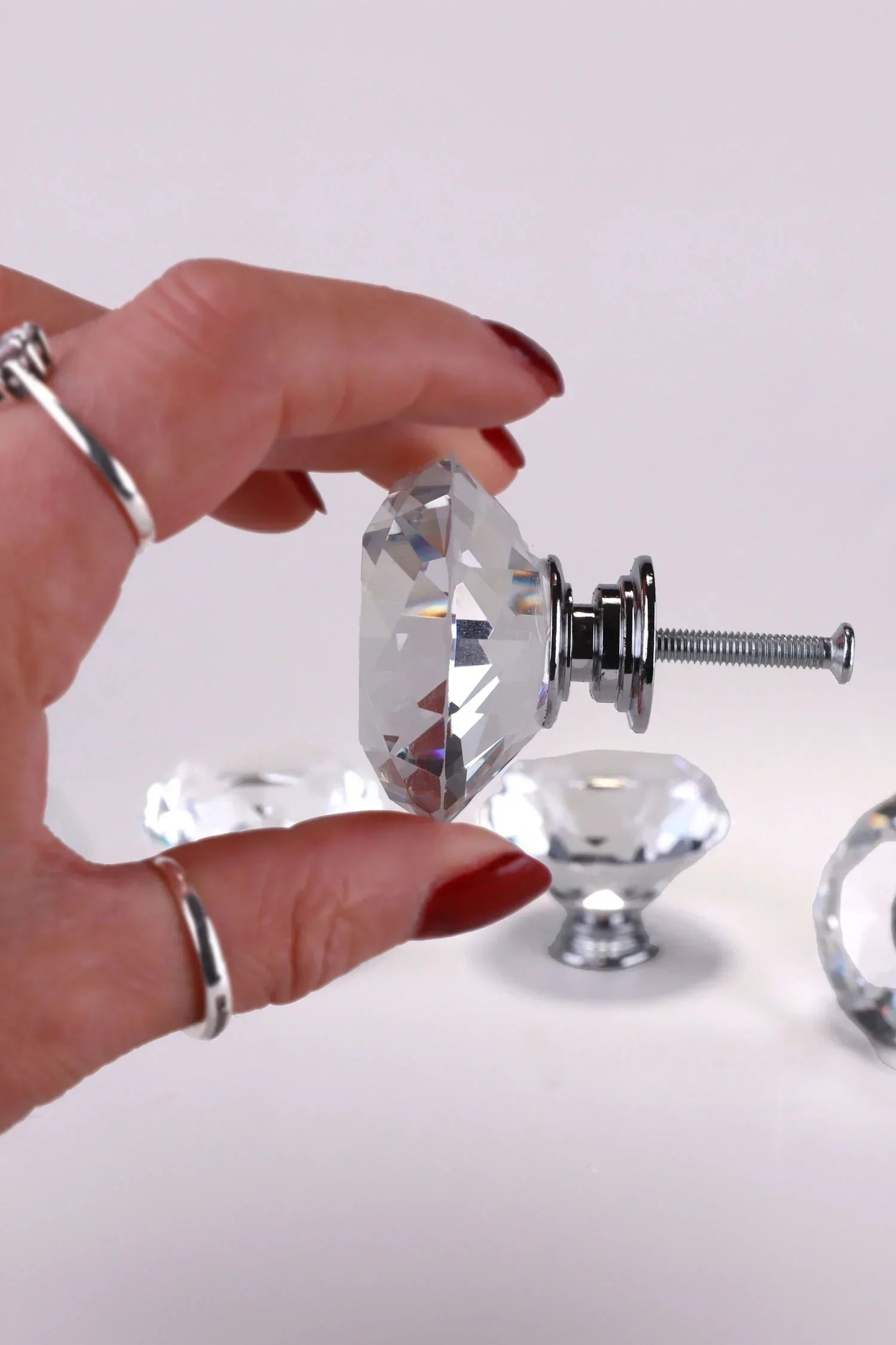 Diamond-Cut Clear Crystal Glass Cabinet Knobs, Set of 6 — alternate view, G Decor