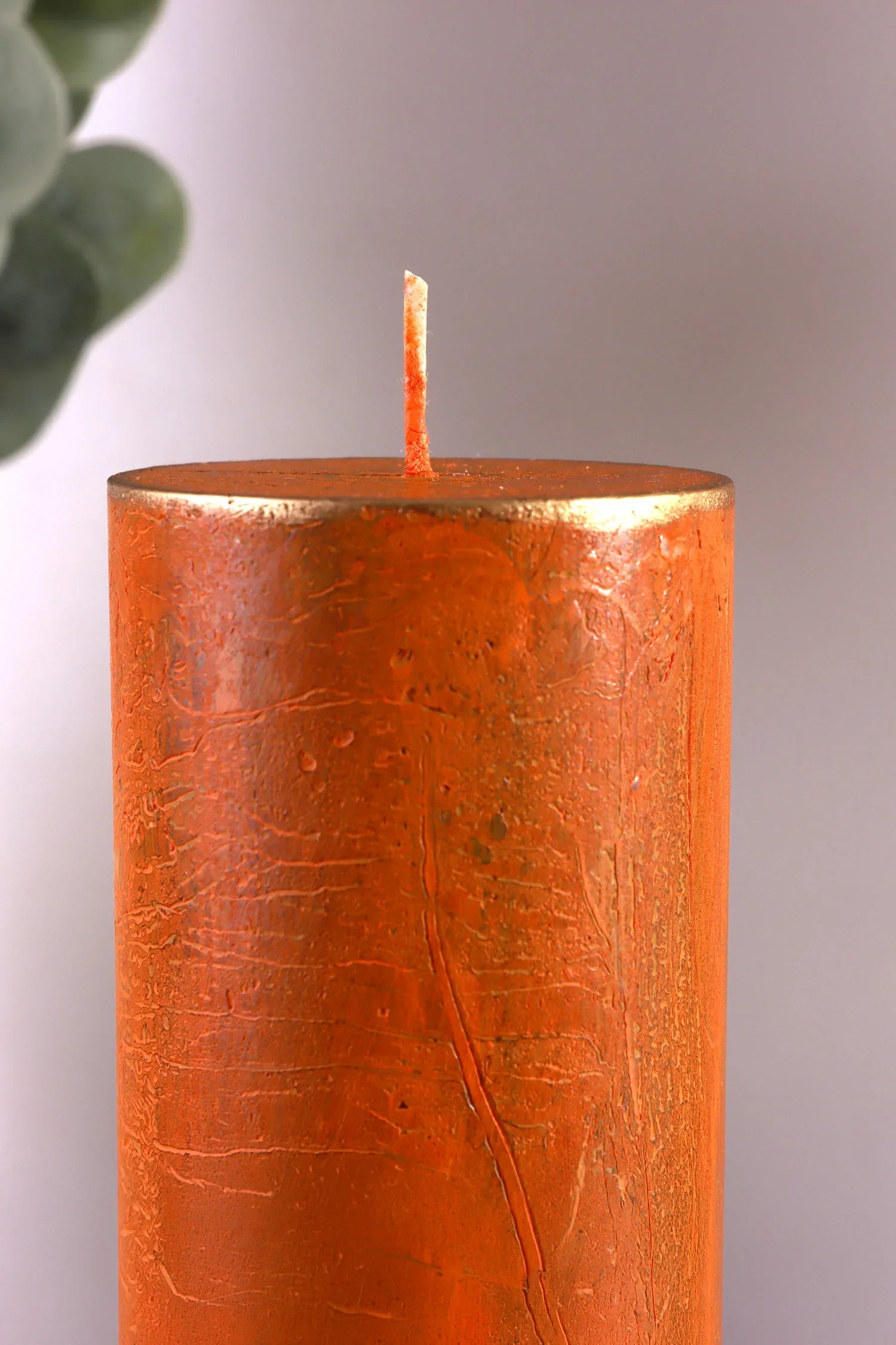 Fern Amberstone and Gold Hand-Finished Pillar Candle — view 6, G Decor