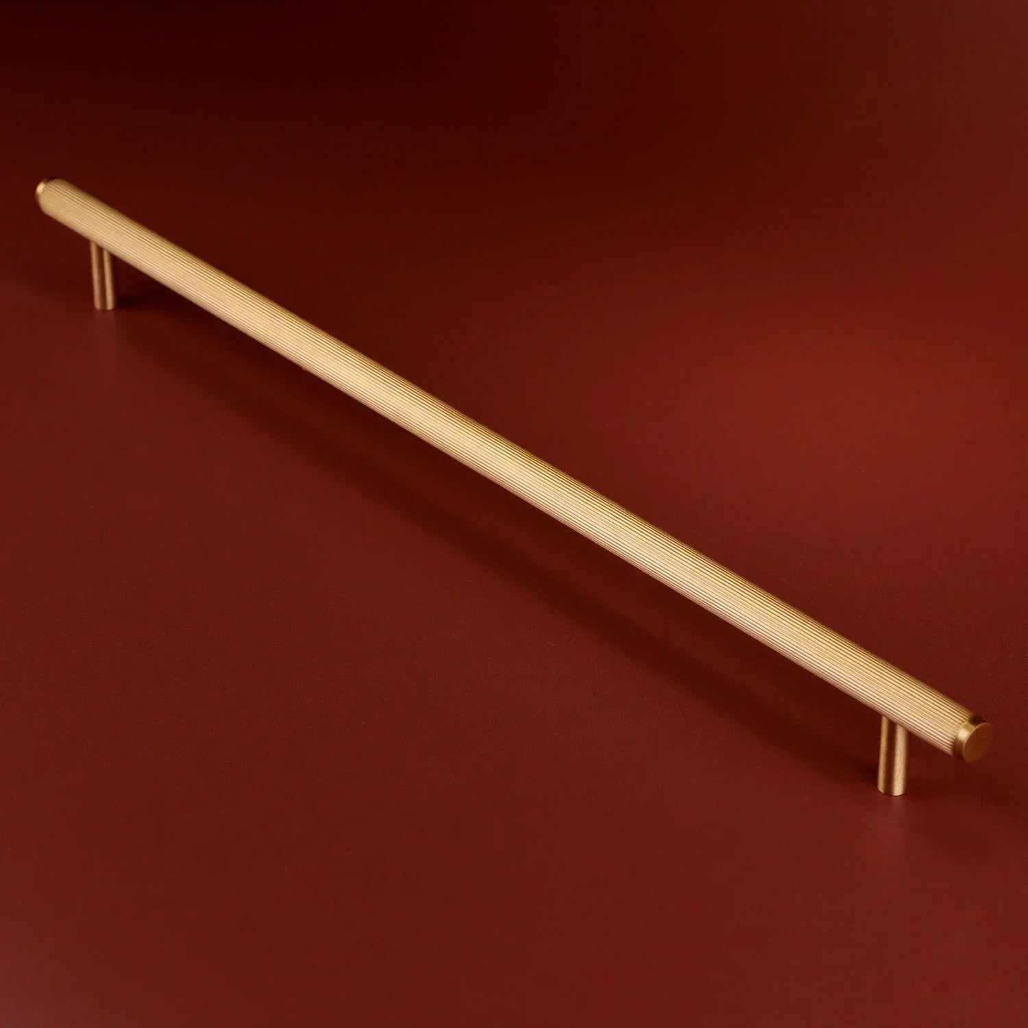 Kensington Solid Brass Fluted Architectural Bar Pull Handle In Satin Brass Finish