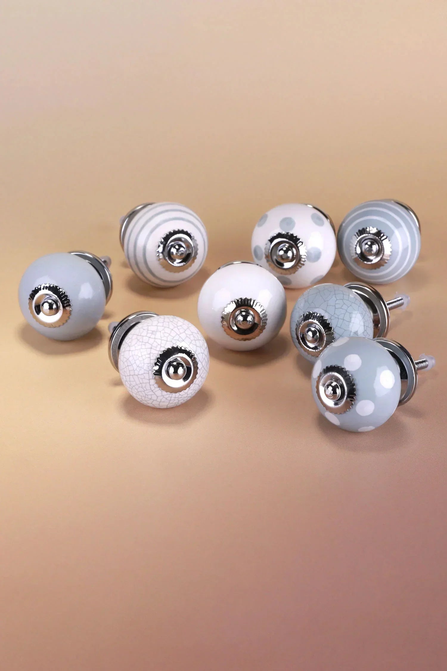 Quiet Living Hand-Painted Ceramic Cabinet Knobs Set of 8 — close-up view, G Decor