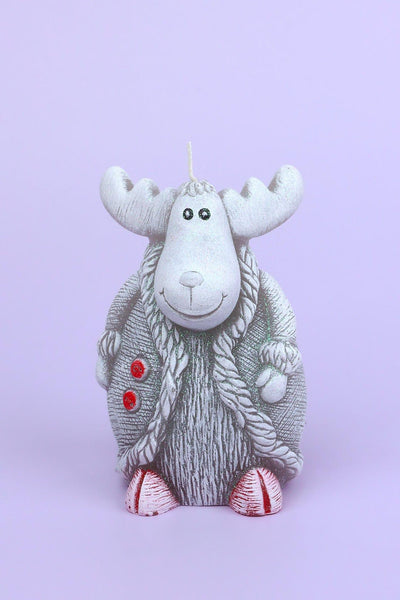 G Decor Candles & Candle Holders Grey Winter Wonderland Reindeer Candle in Overcoat