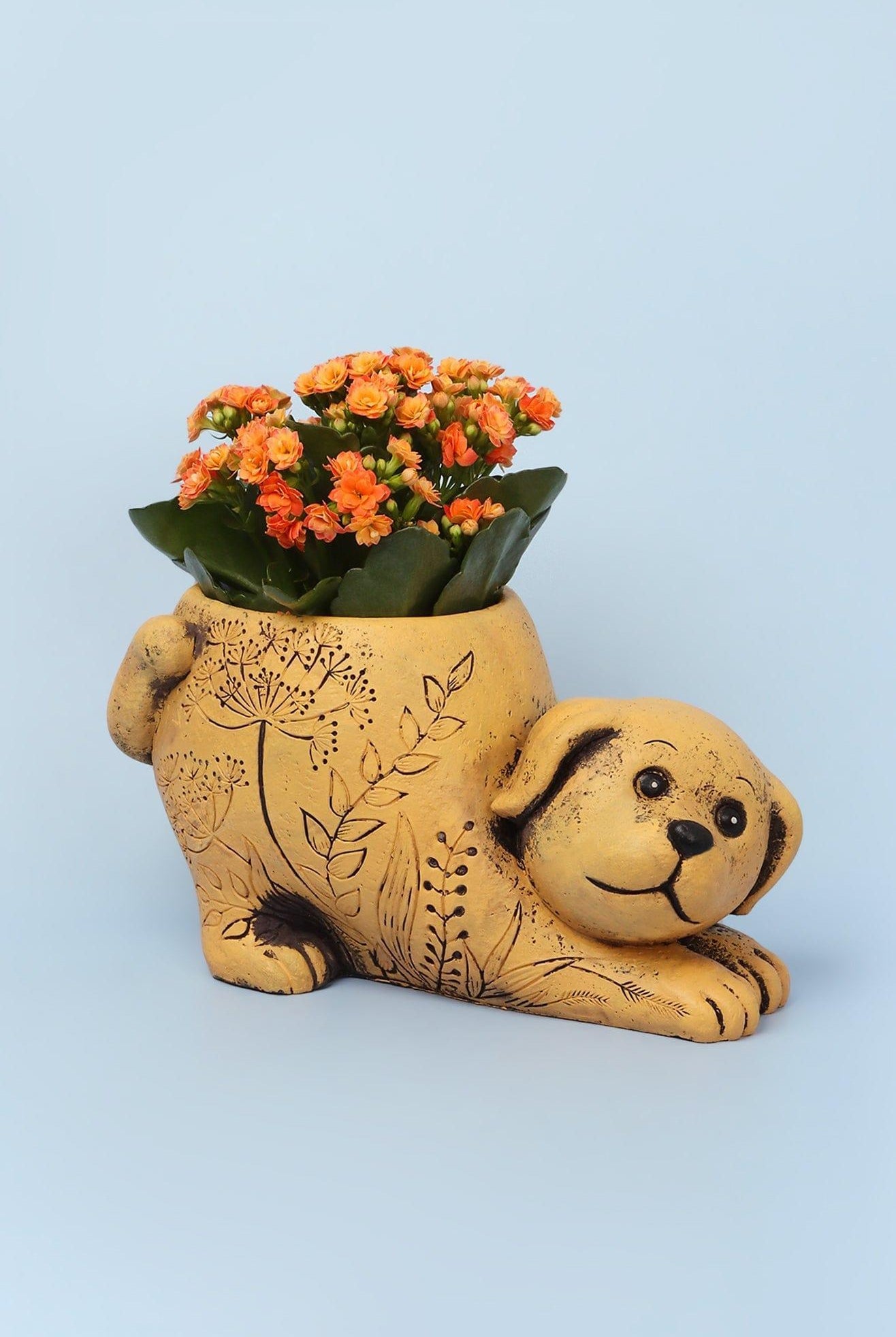 Yellow Dog Cement Planter - G Decor