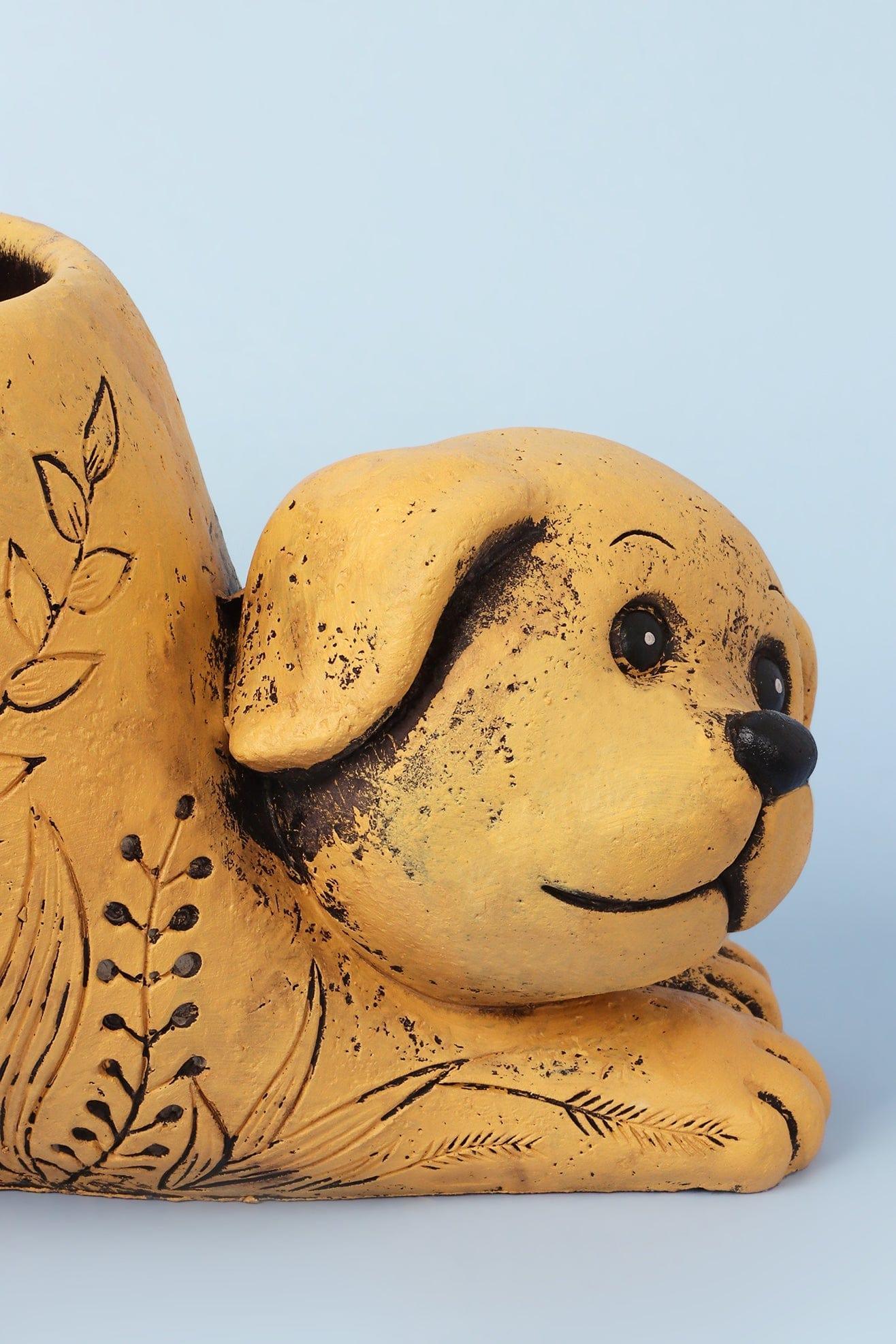 Yellow Dog Cement Planter - G Decor